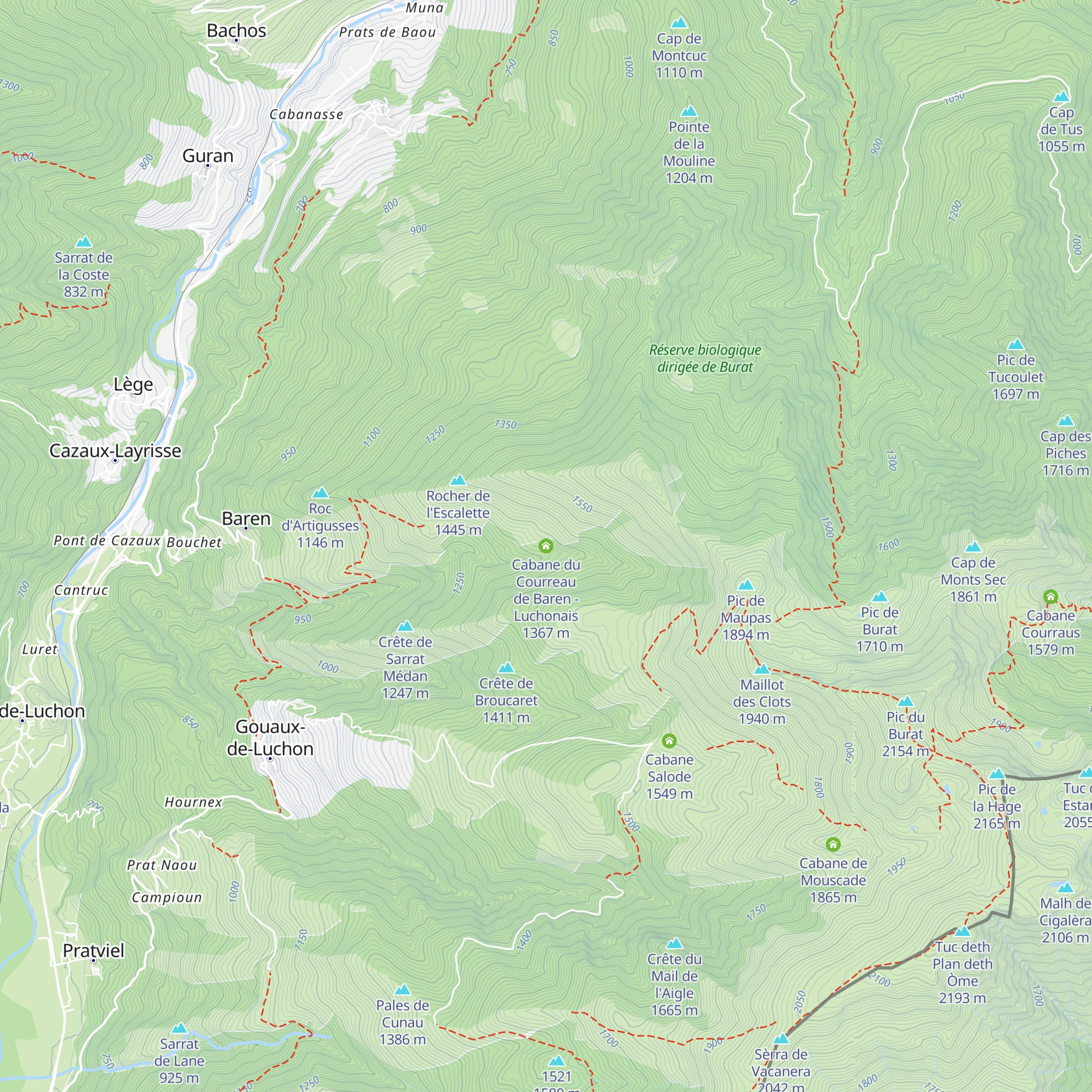 Cabane du Courreau de Baren - Luchonais map