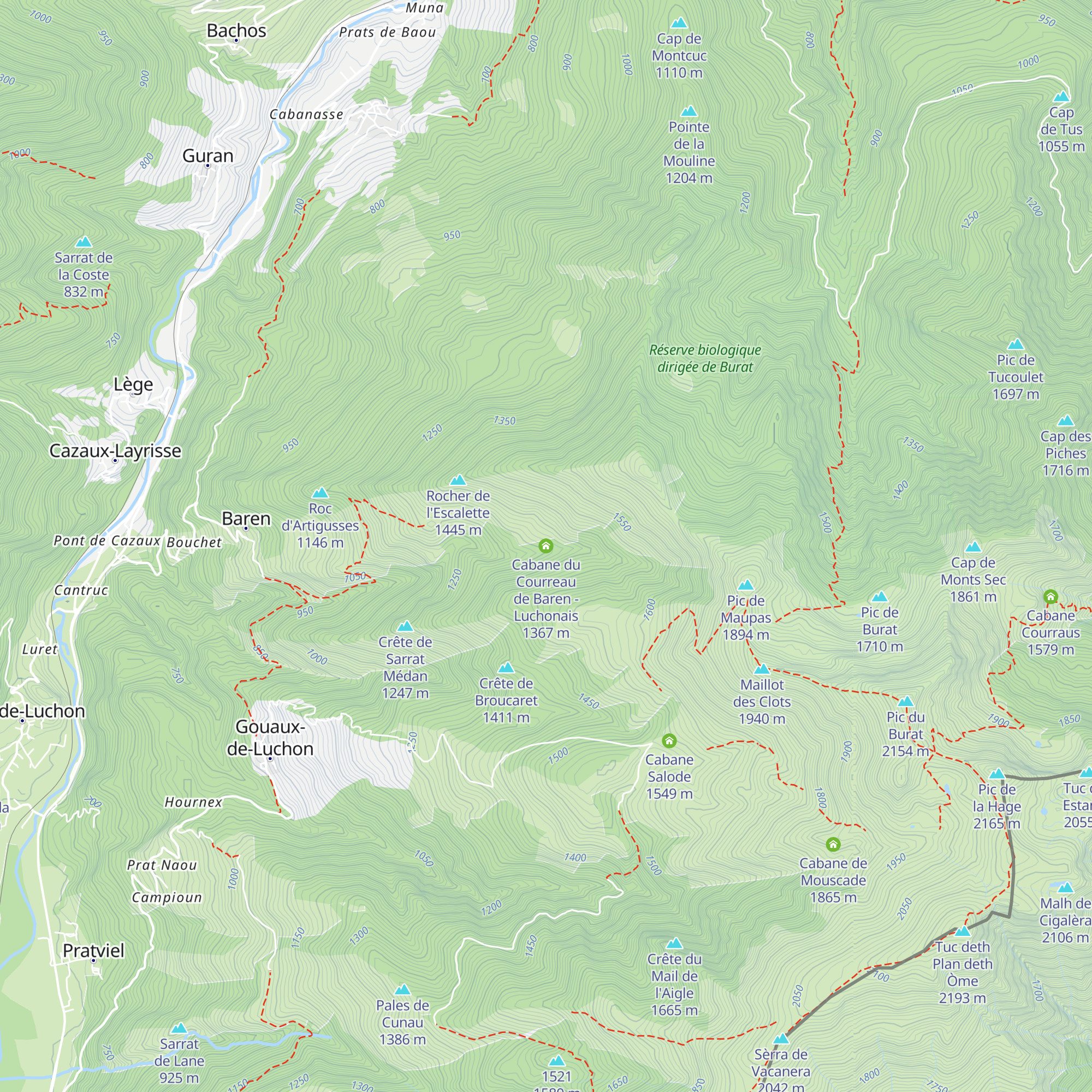 Cabane du Courreau de Baren - Luchonais map