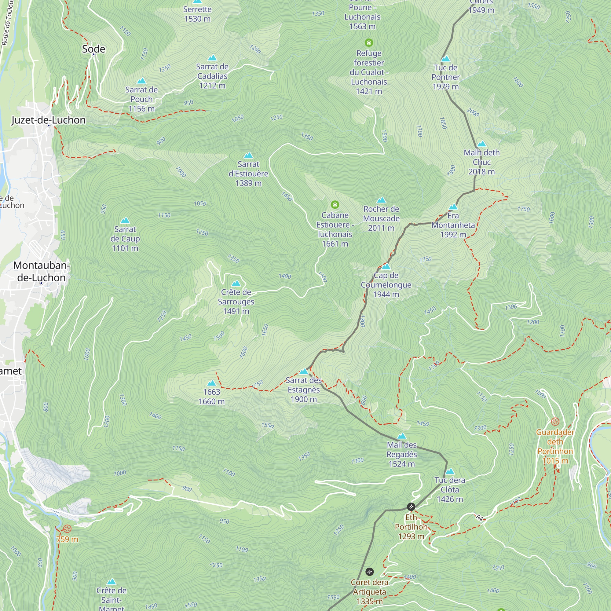 Cabane Sarrouges ou de la Fontaine de Sarrouges - luchonais map