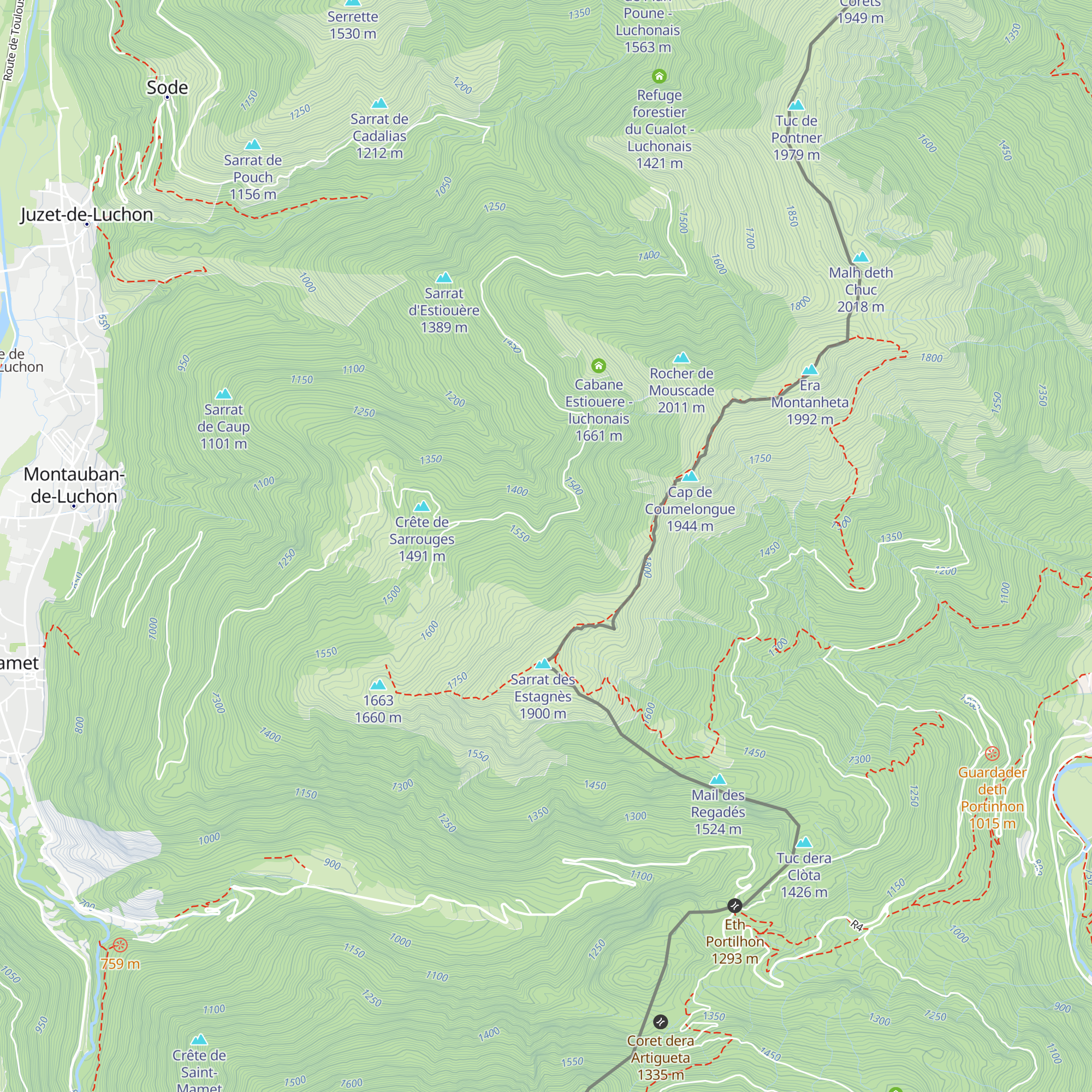 Cabane Sarrouges ou de la Fontaine de Sarrouges - luchonais map