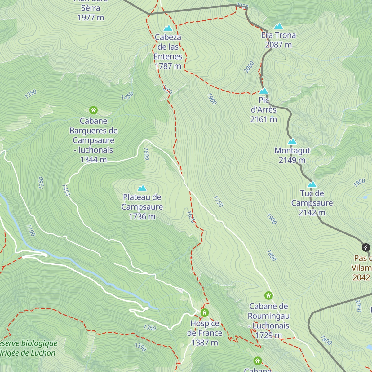 Cabane de Campsaure - Luchonais map