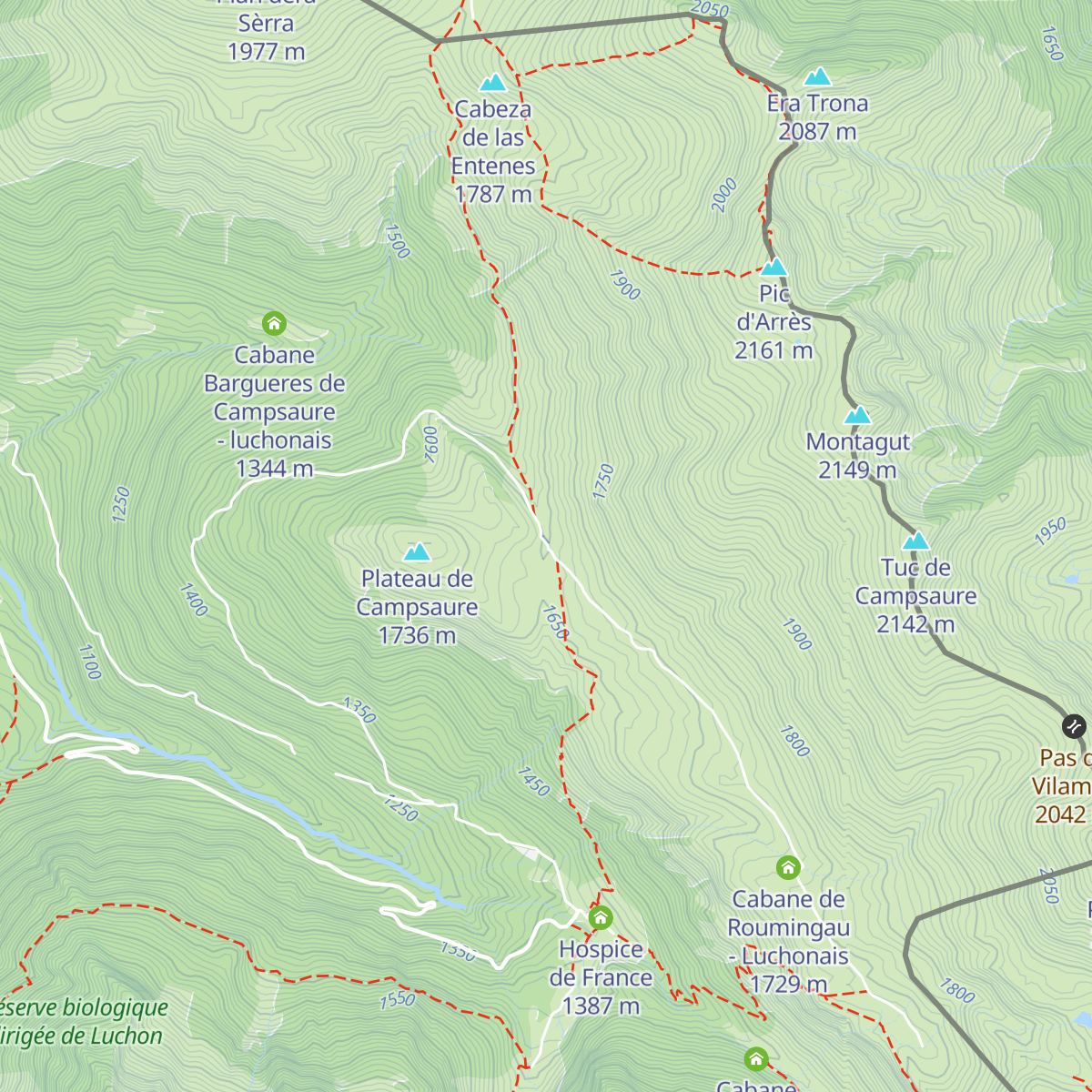 Cabane de Campsaure - Luchonais map