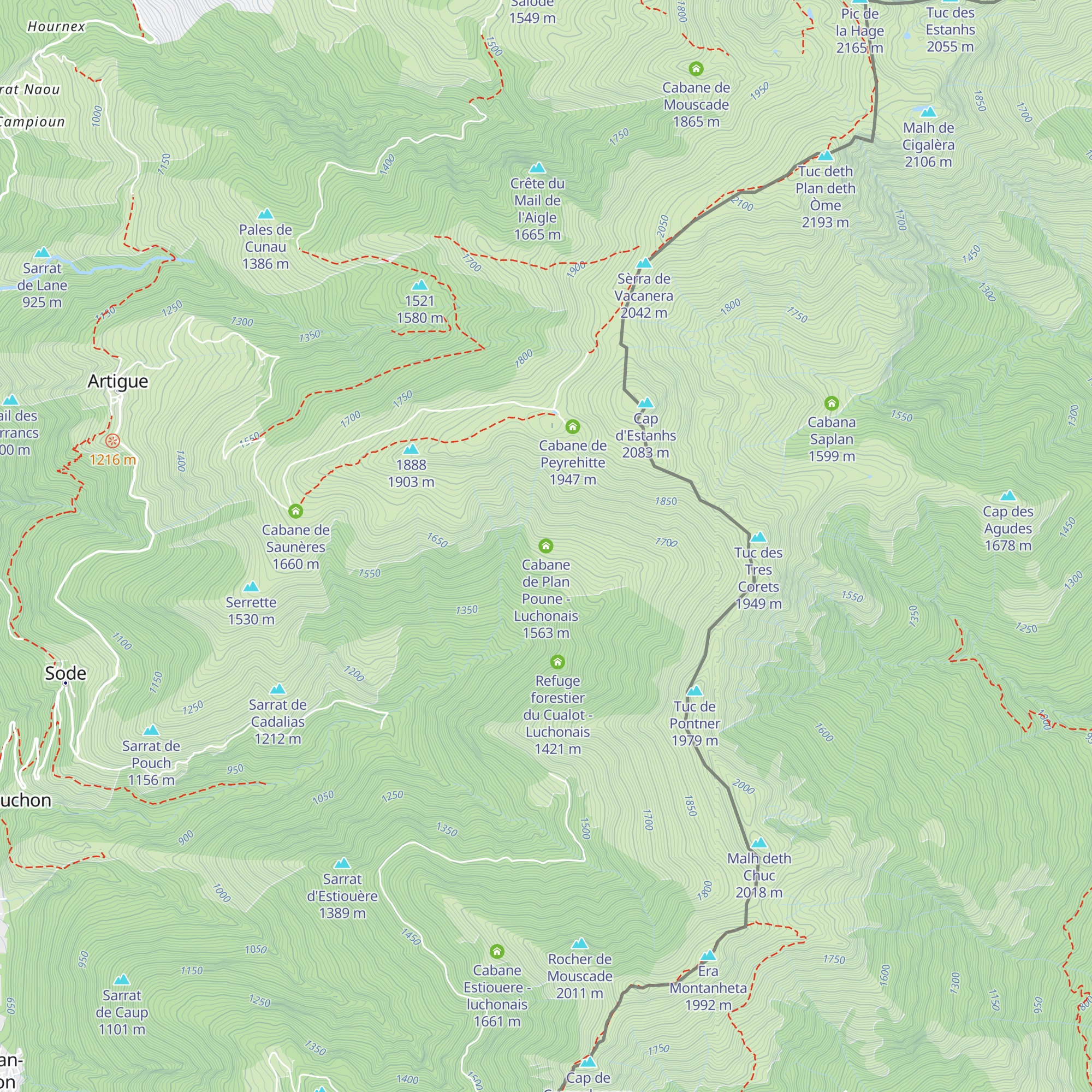 Cabane de Plan Poune - Luchonais map