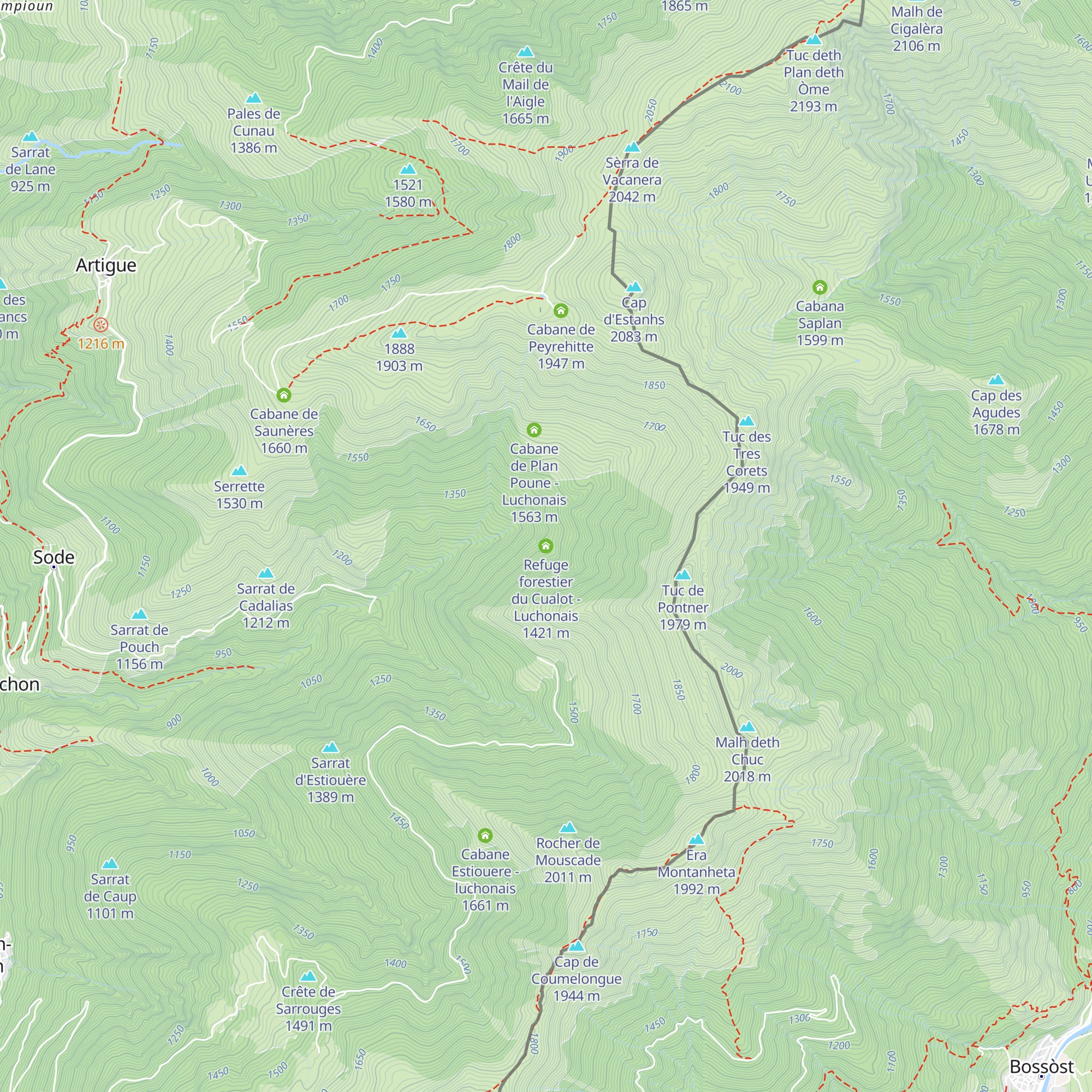 Refuge forestier du Cualot - Luchonais map