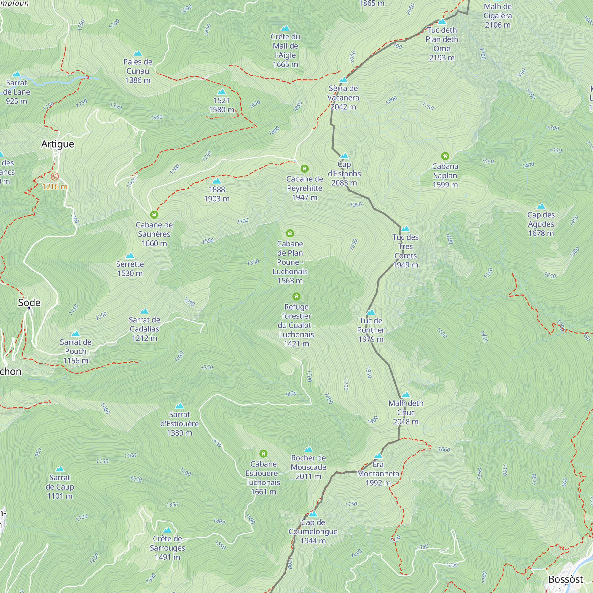 Refuge forestier du Cualot - Luchonais map