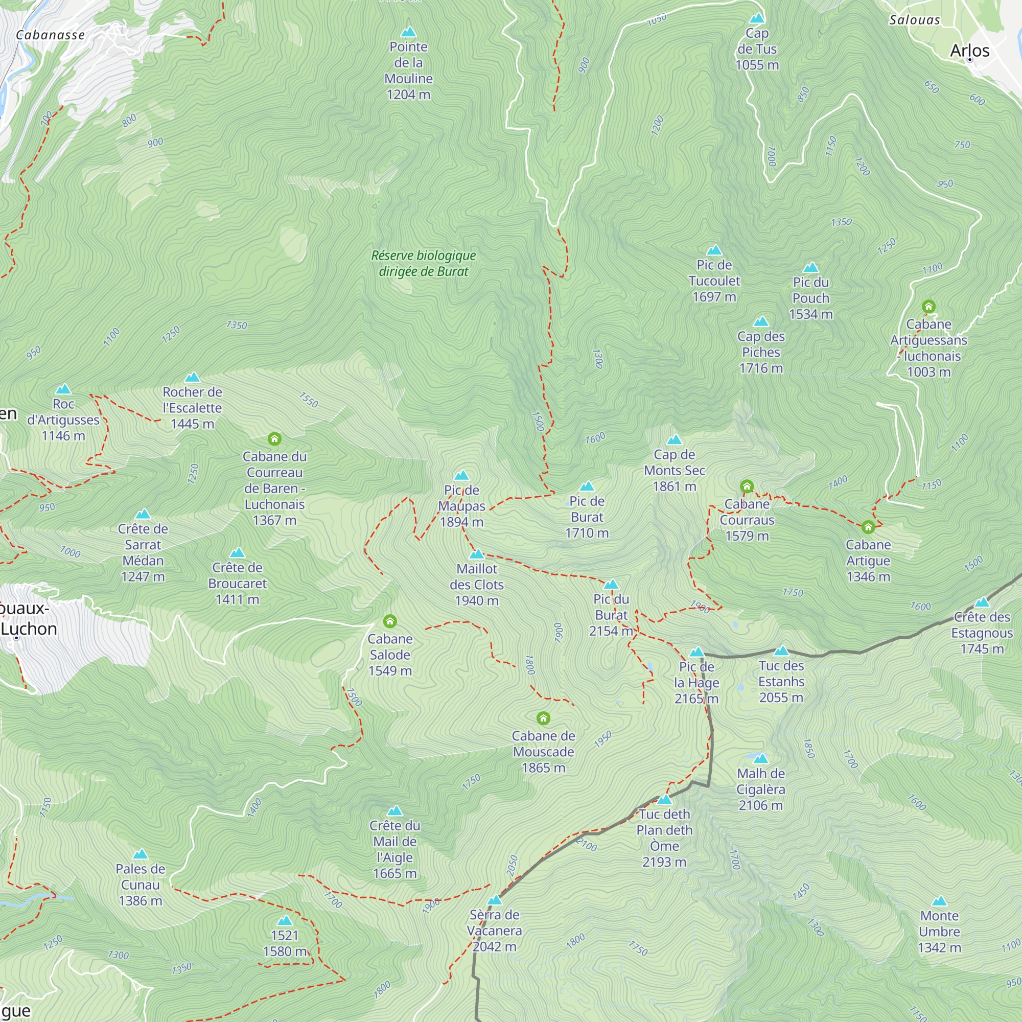 Cabane Burat - luchonais map