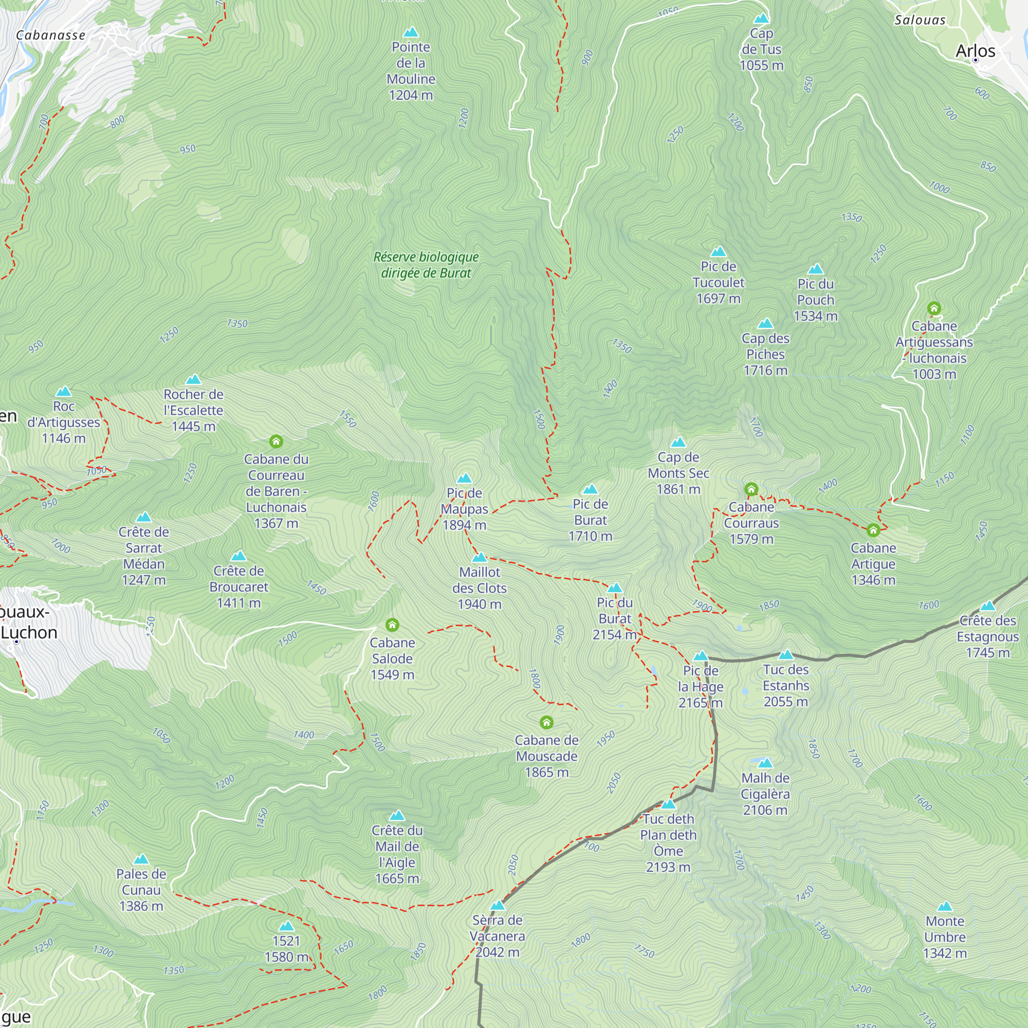 Cabane Burat - luchonais map