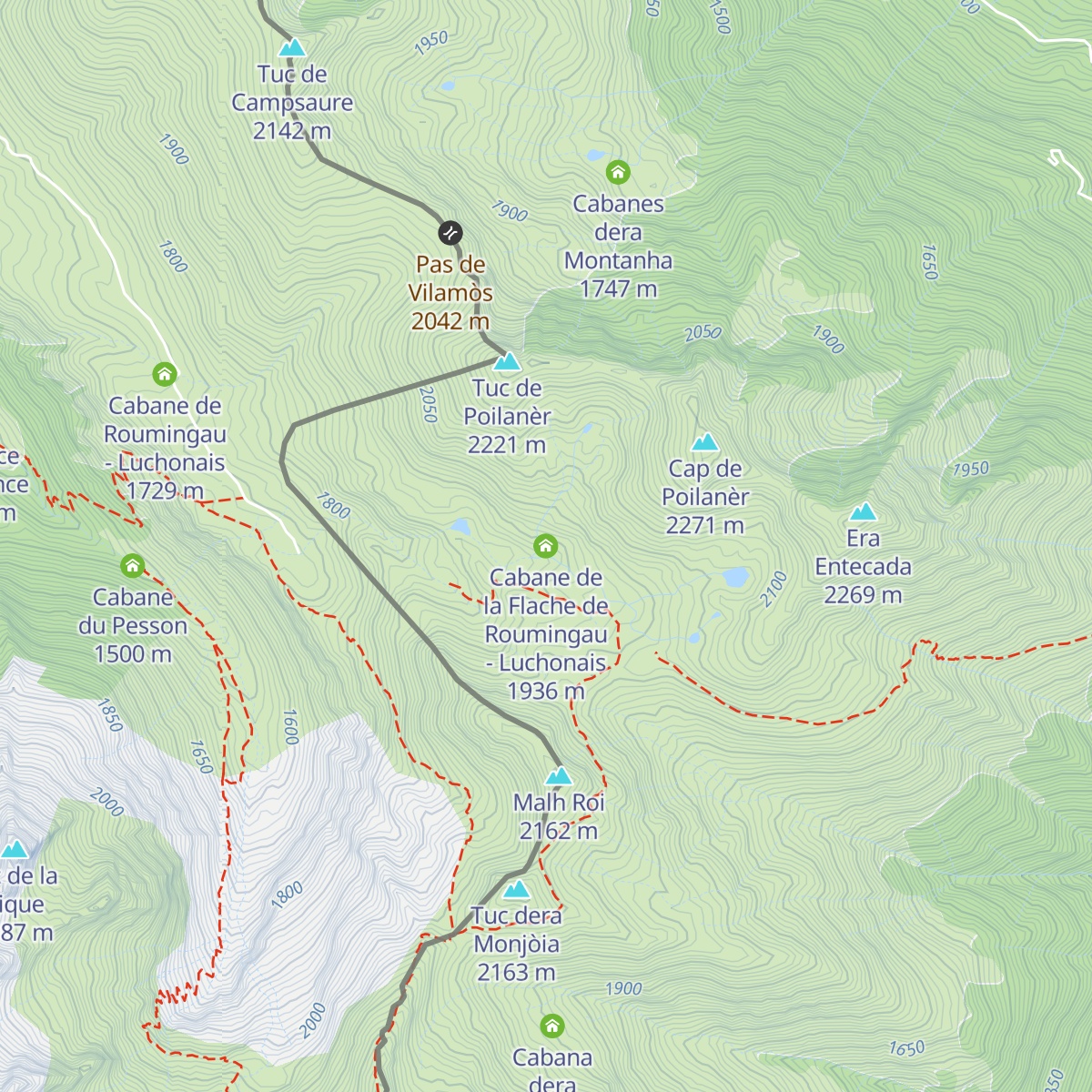 Cabane de la Flache de Roumingau - Luchonais map