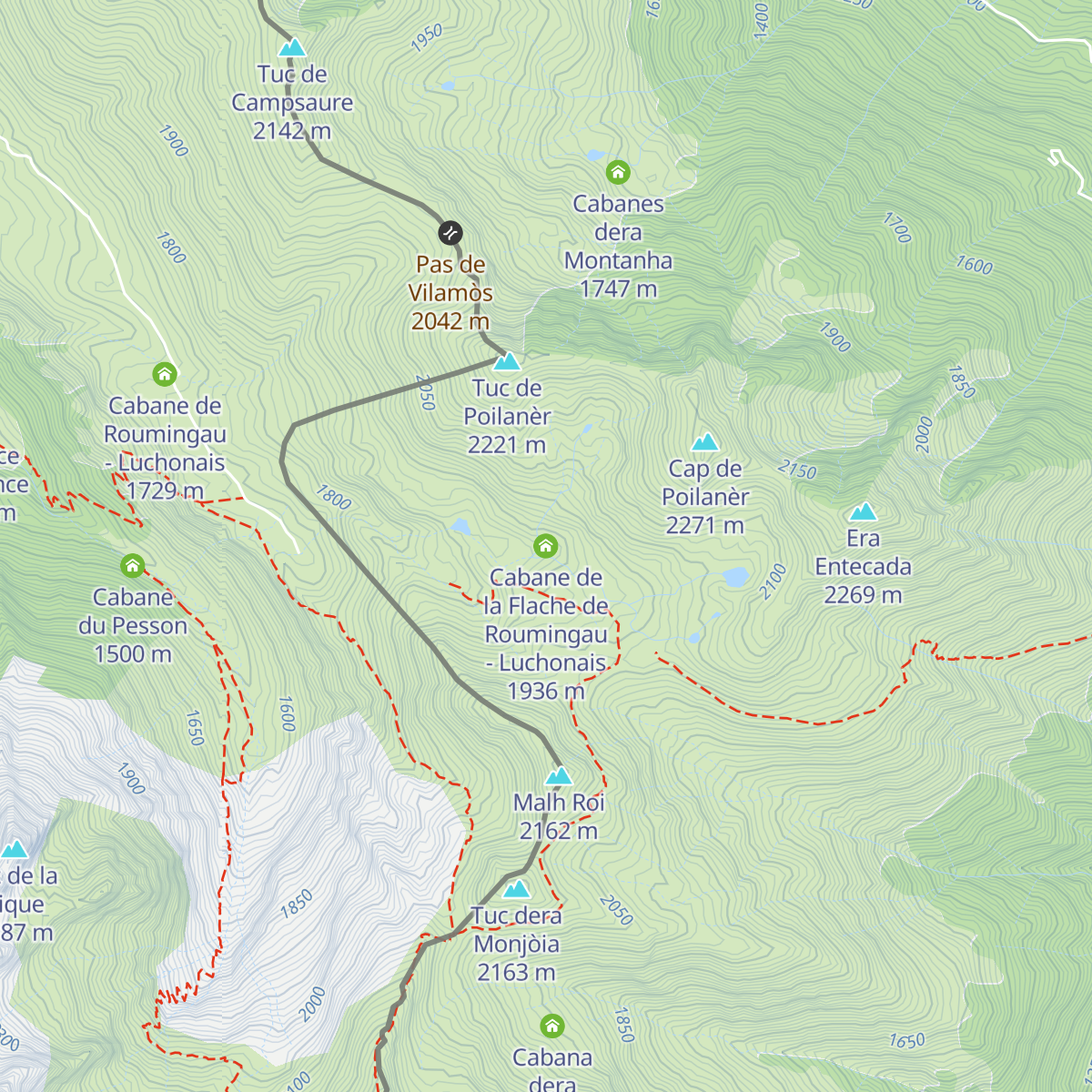 Cabane de la Flache de Roumingau - Luchonais map