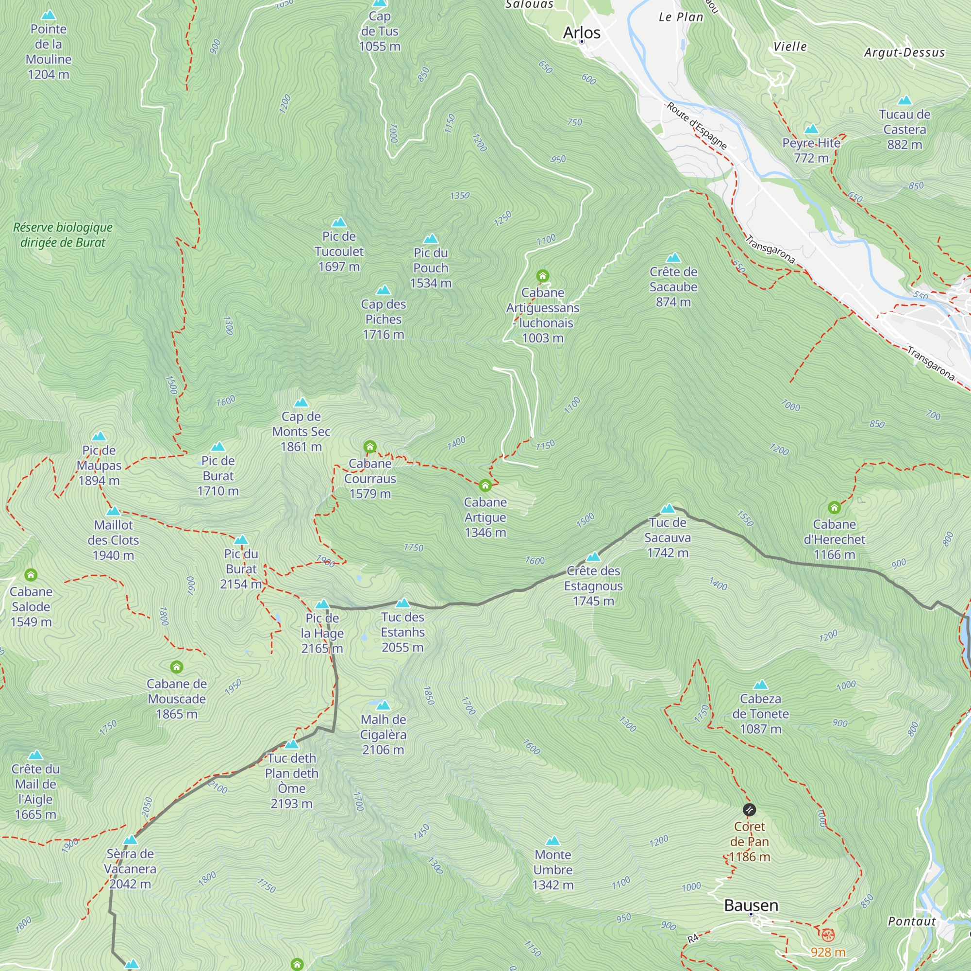 Cabane Artigue map