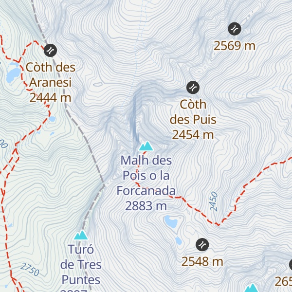 Map of Malh des Pois o la Forcanada