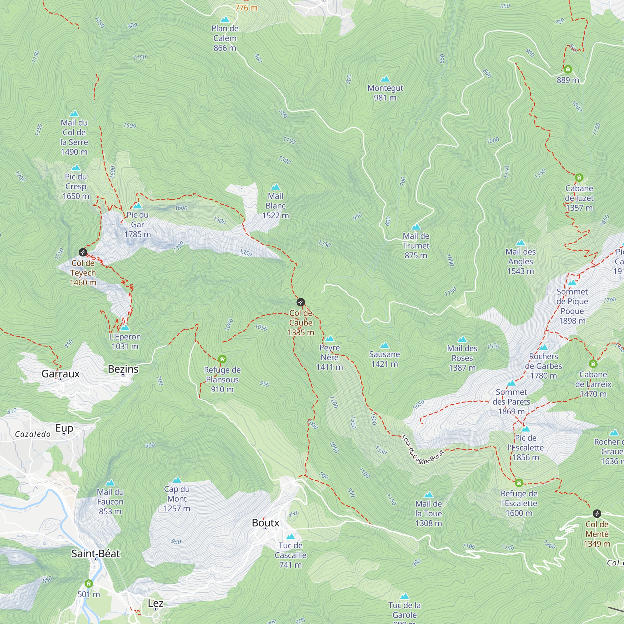 Cabane du col de Caube map