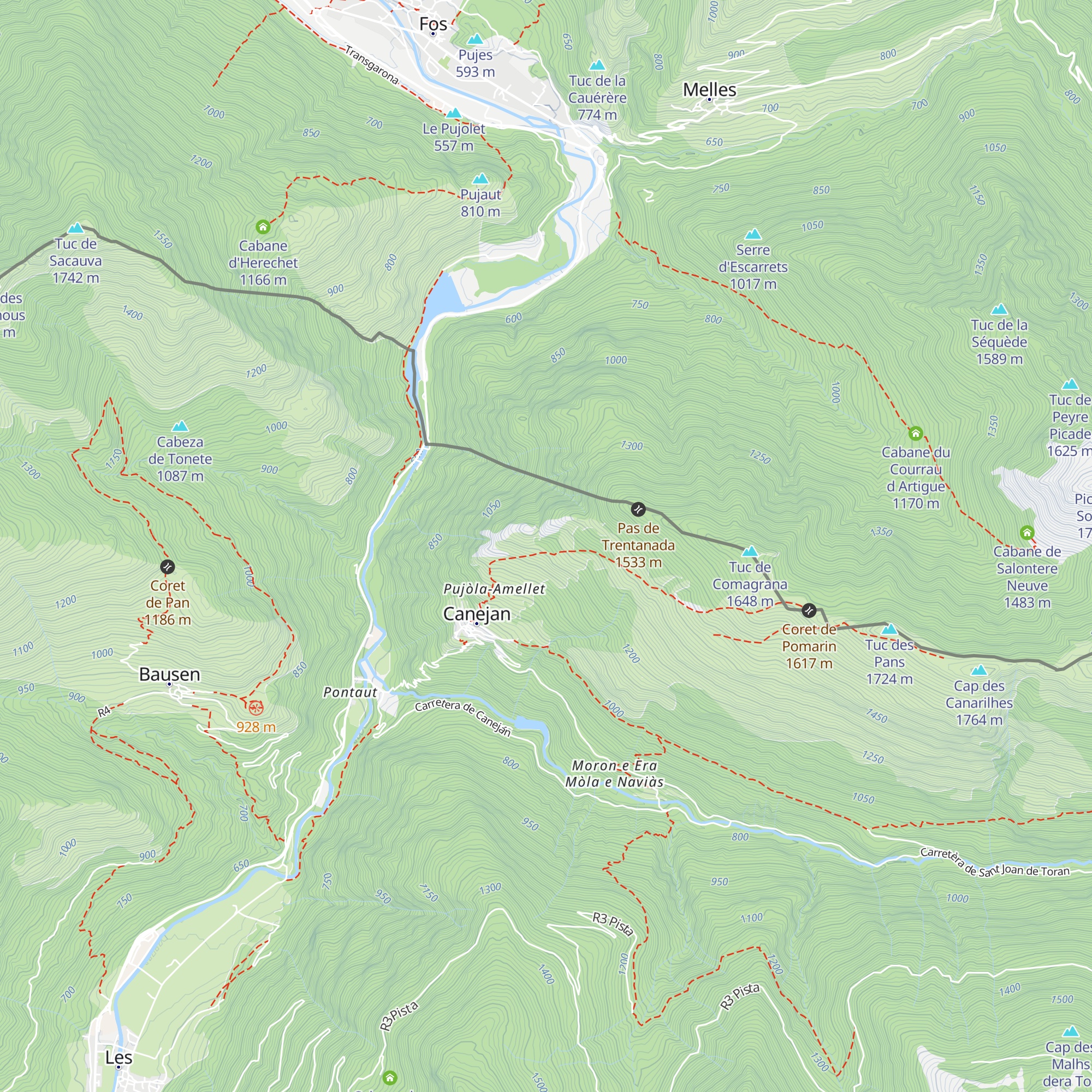 Cabanes deth To map