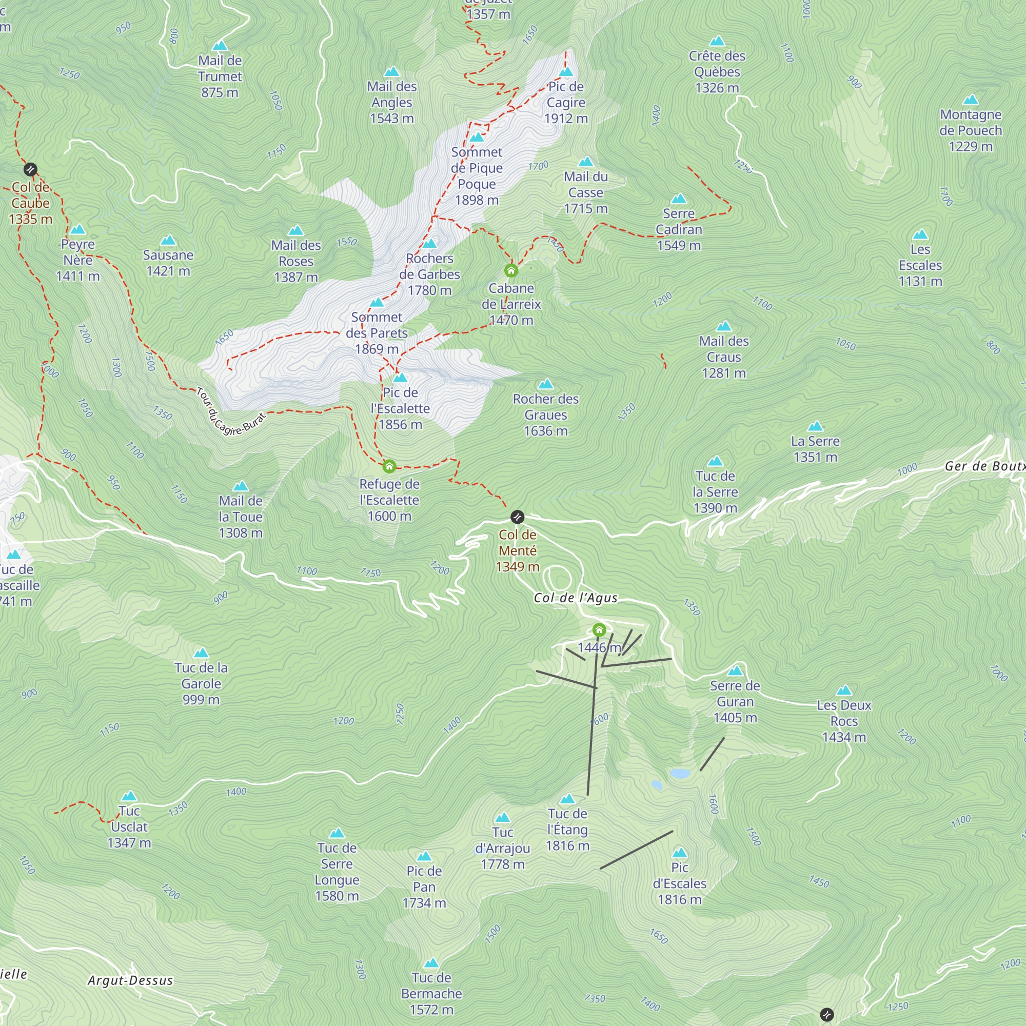 Refuge Col de Mente - luchonais map