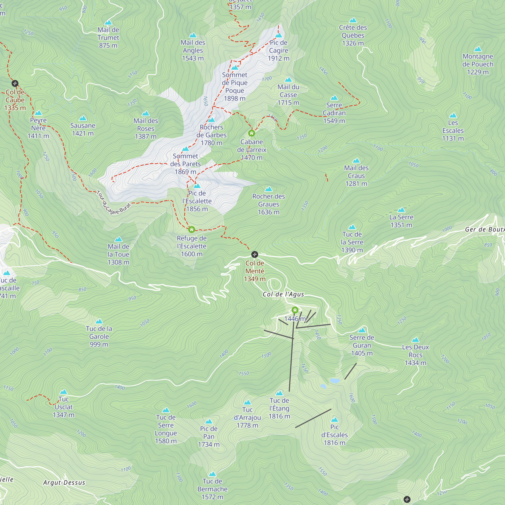 Refuge Col de Mente - luchonais map