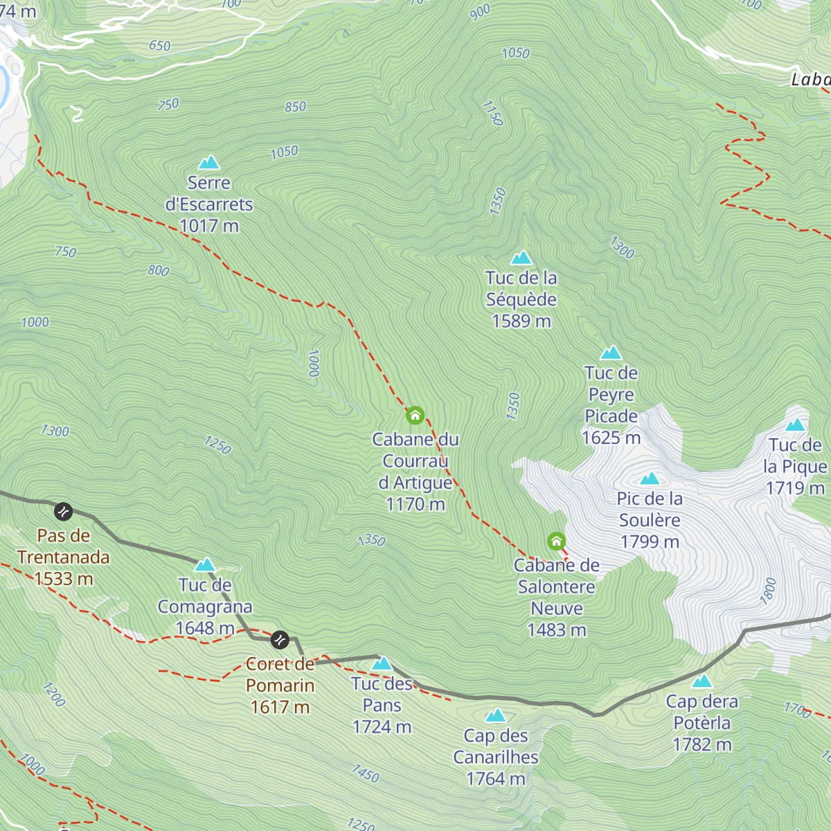 Cabane du Courrau d Artigue map