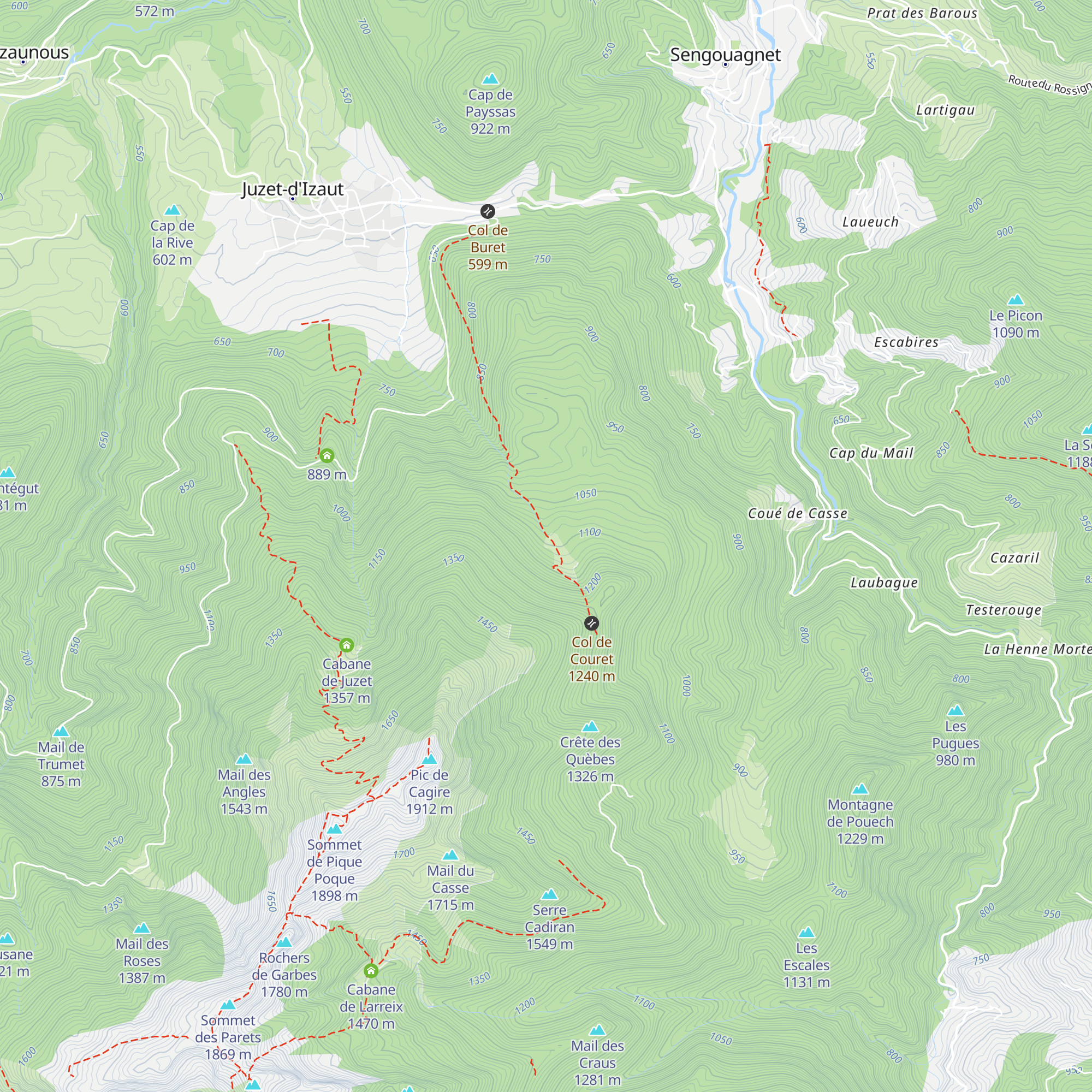 Cabane de Plaede - Luchonais map