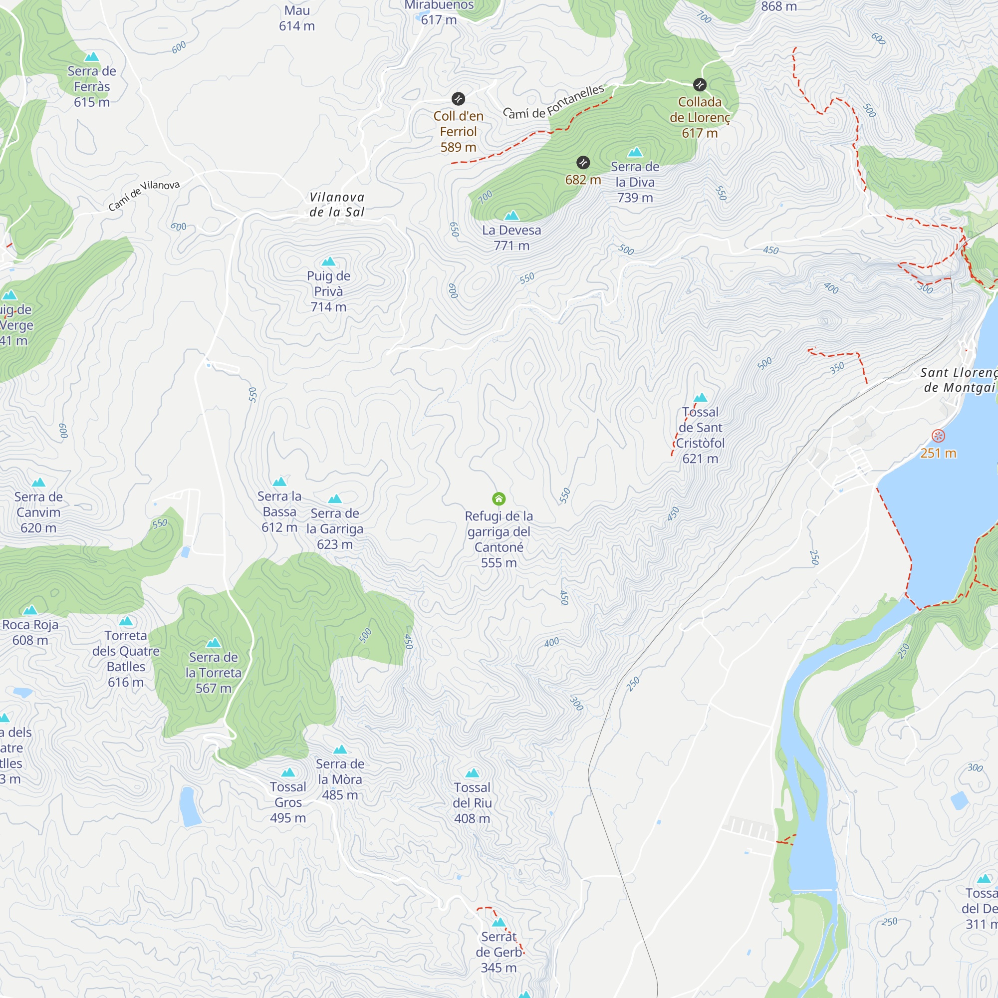 Refugi de la garriga del Cantoné map