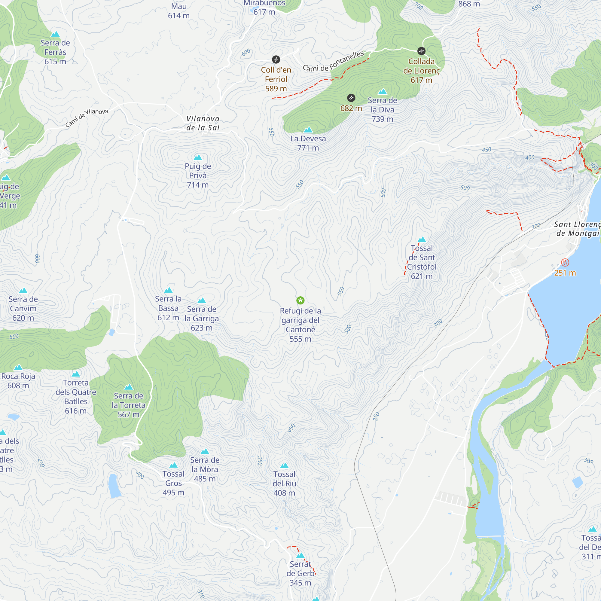Refugi de la garriga del Cantoné map
