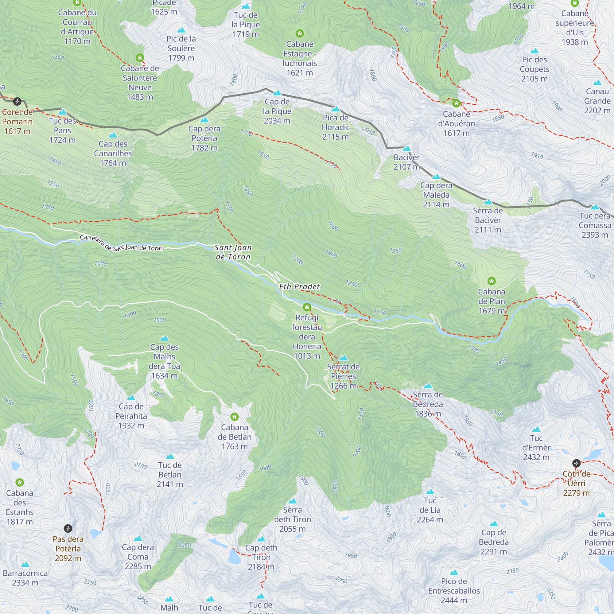 Refugi forestau dera Honeria map