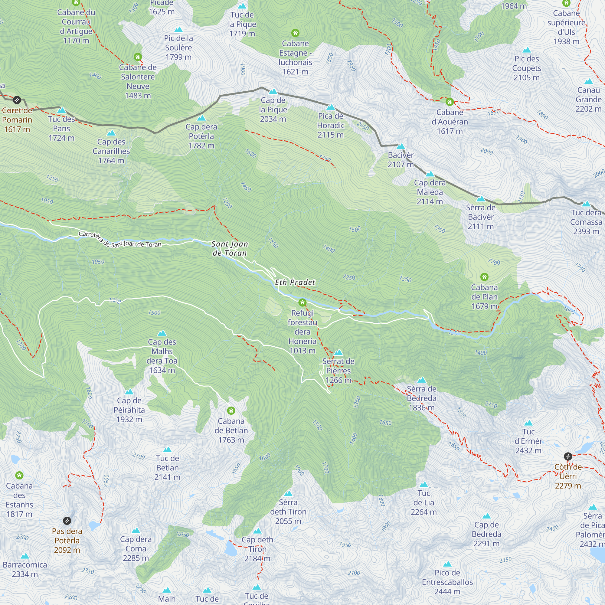 Refugi forestau dera Honeria map