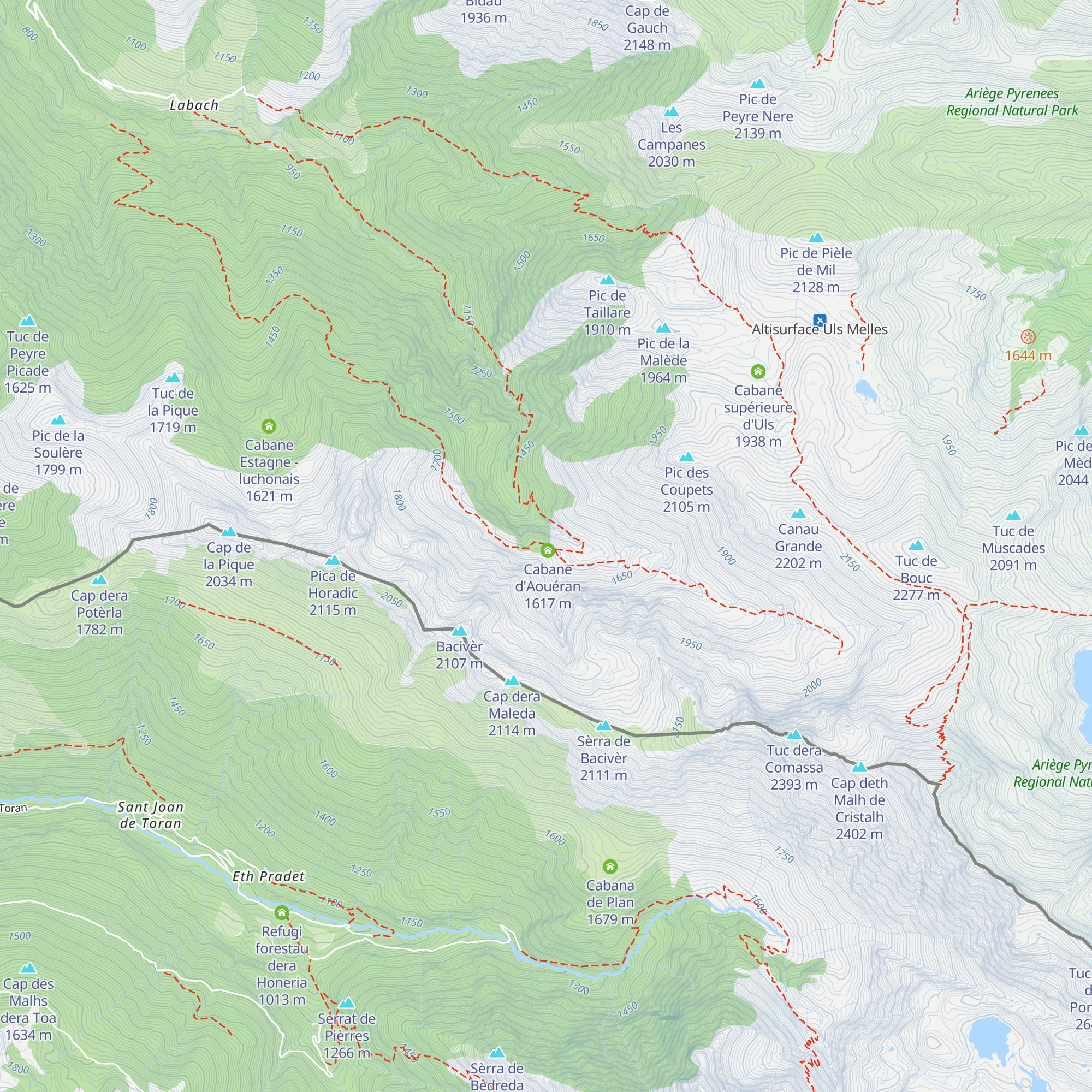 Cabane de Aoueran map