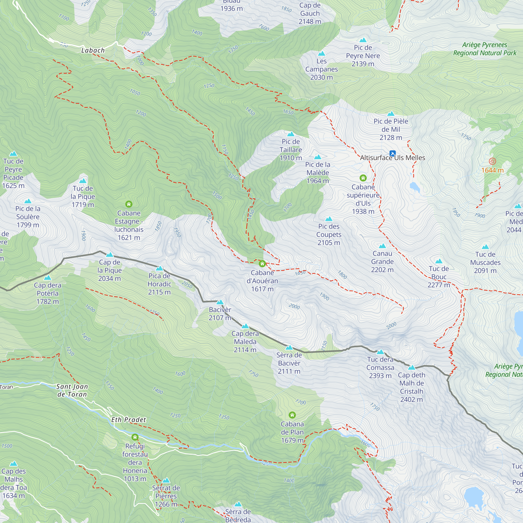 Cabane de Aoueran map