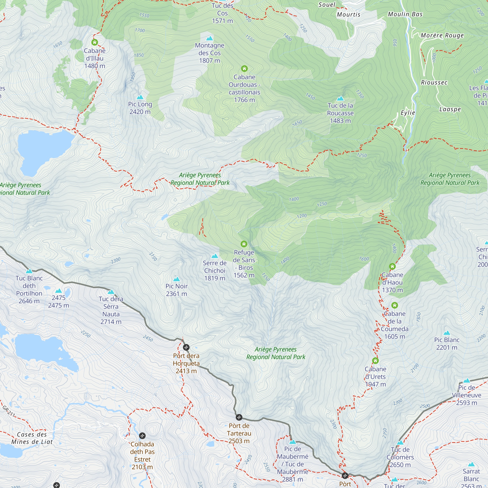 Refuge de Sans - Biros map