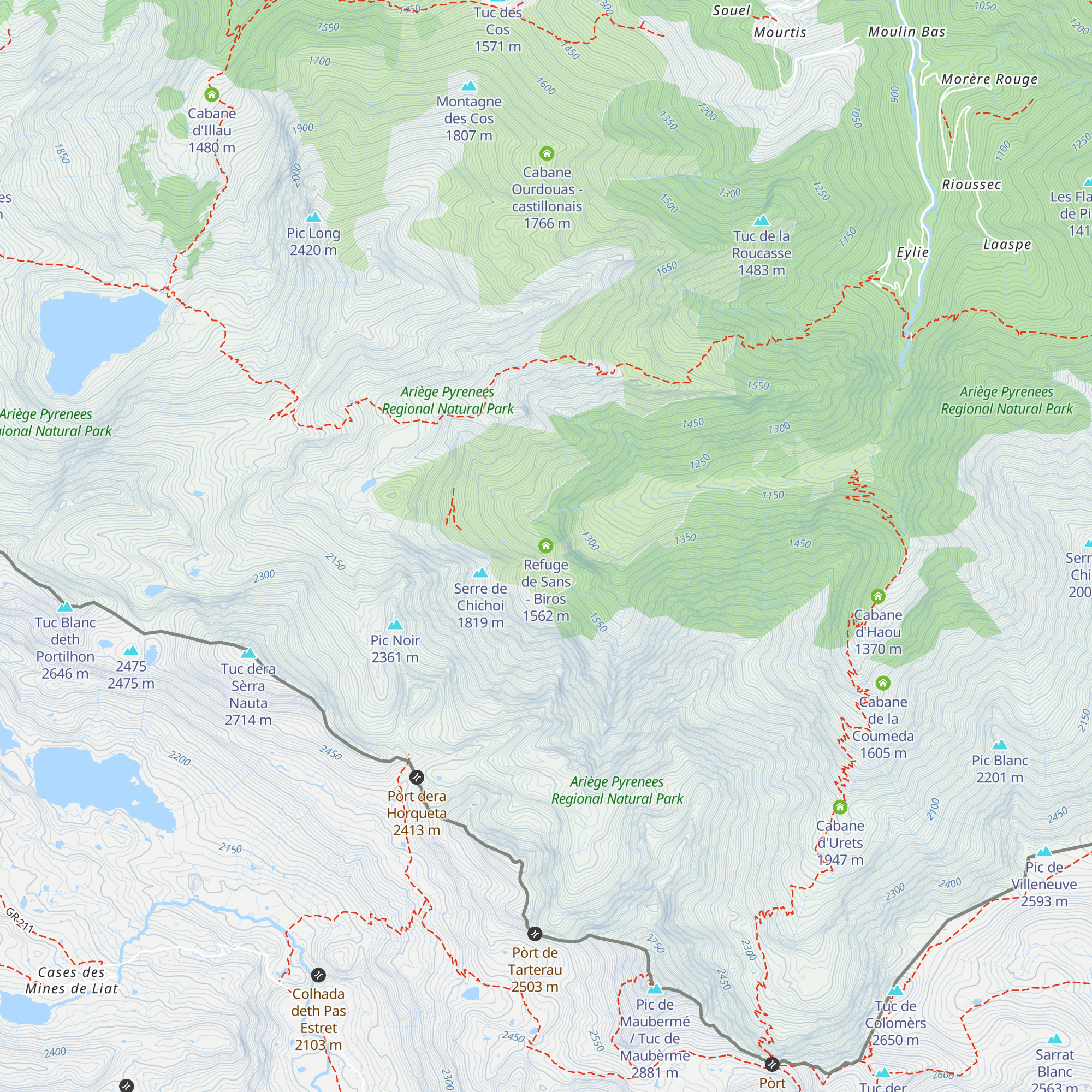 Refuge de Sans - Biros map