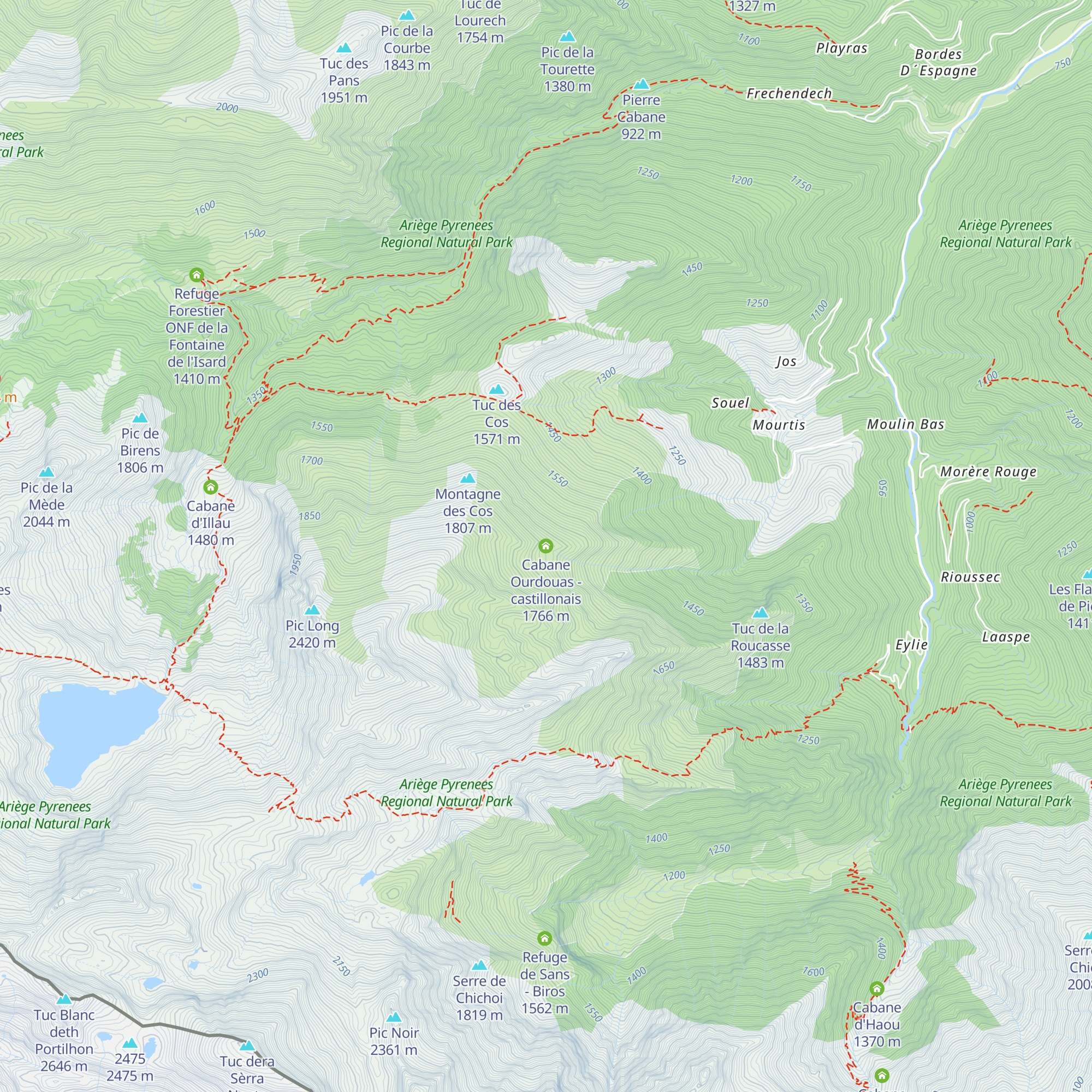 Cabane Ourdouas - castillonais map
