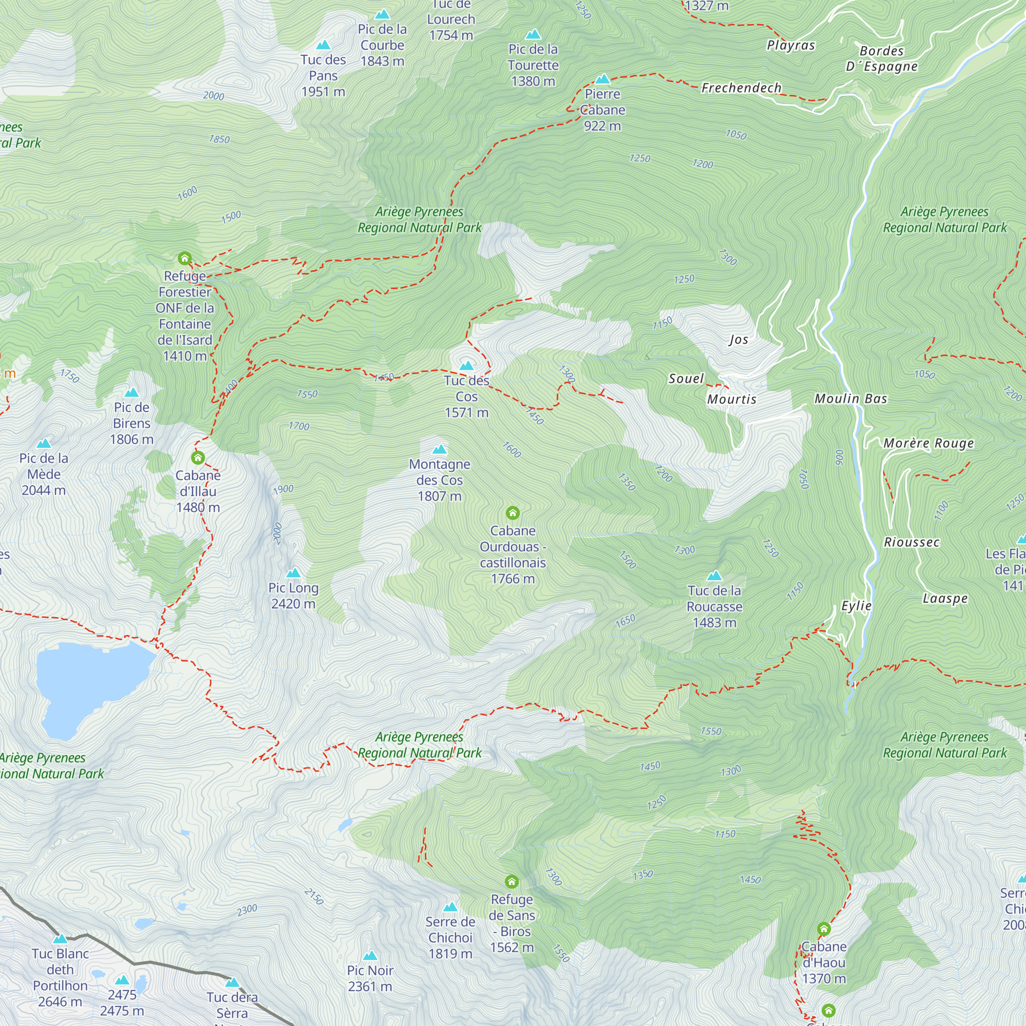 Cabane Ourdouas - castillonais map