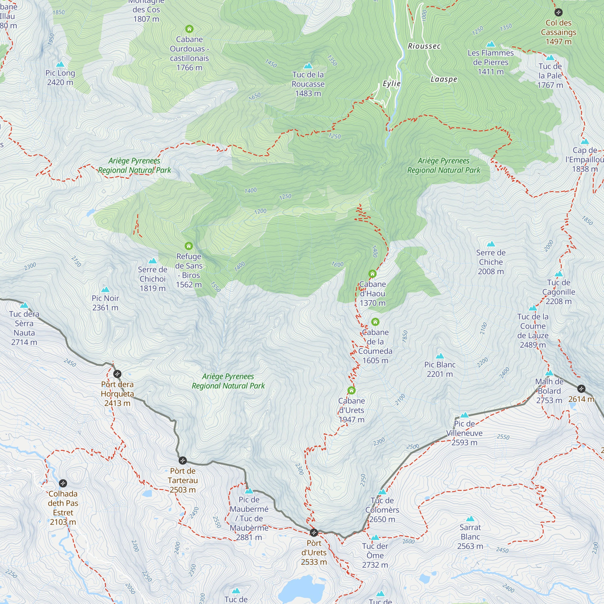 Refuge EDF du Past - Biros map