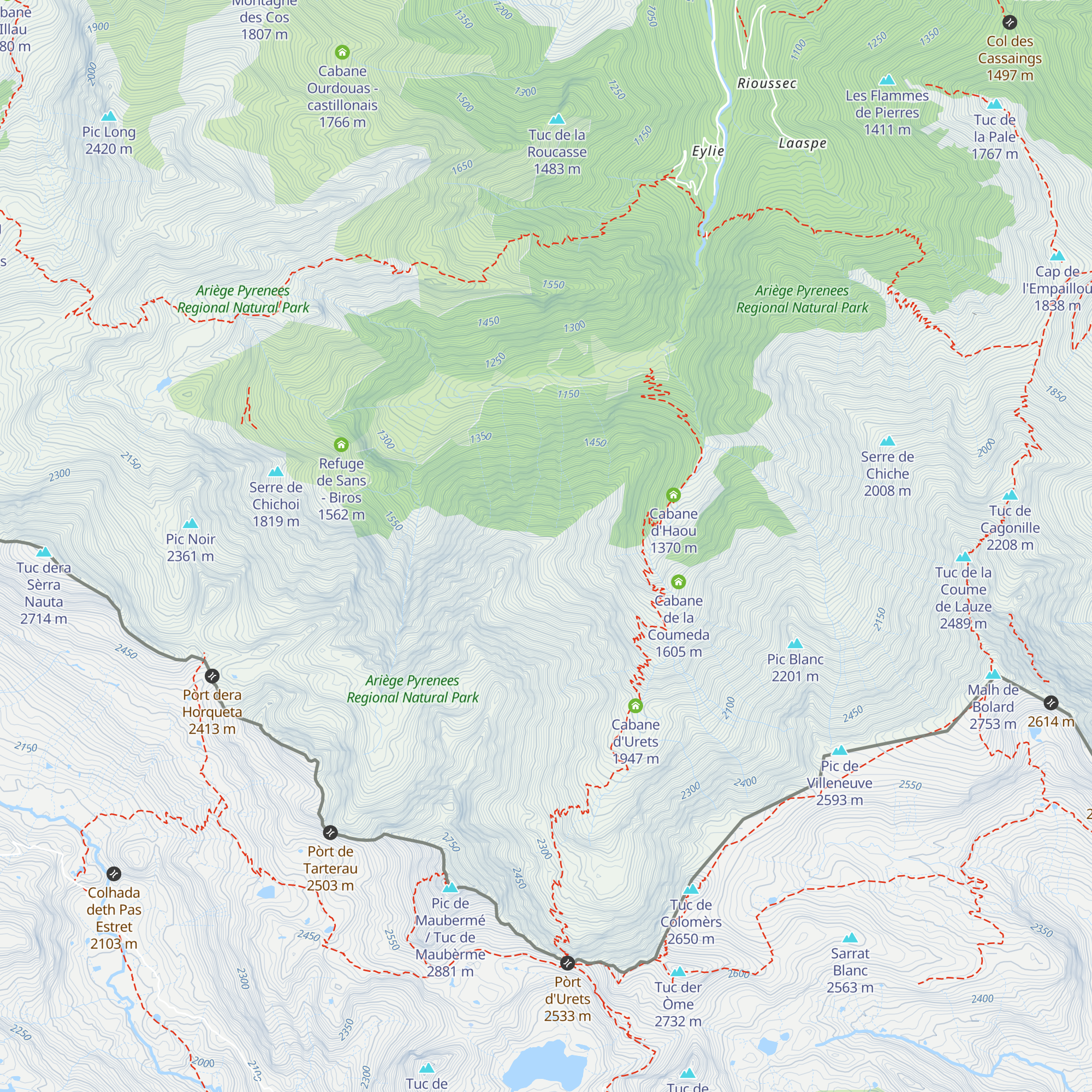 Refuge EDF du Past - Biros map