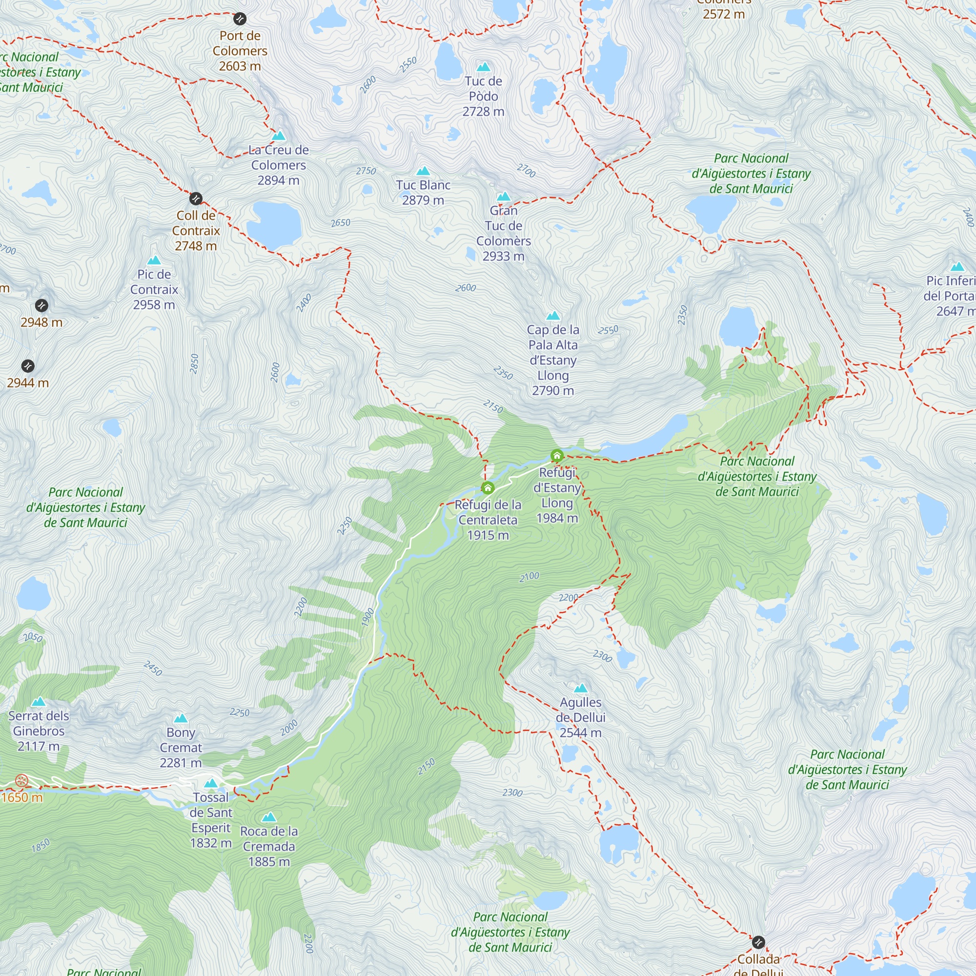 Refugi de la Centraleta map