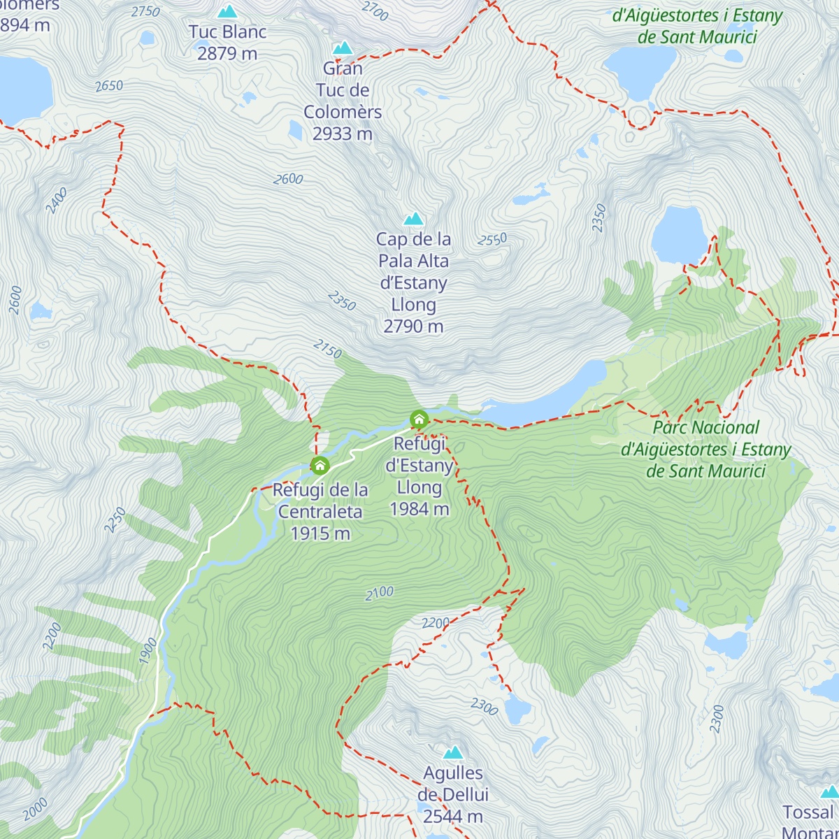 Refugi d'Estany Llong map