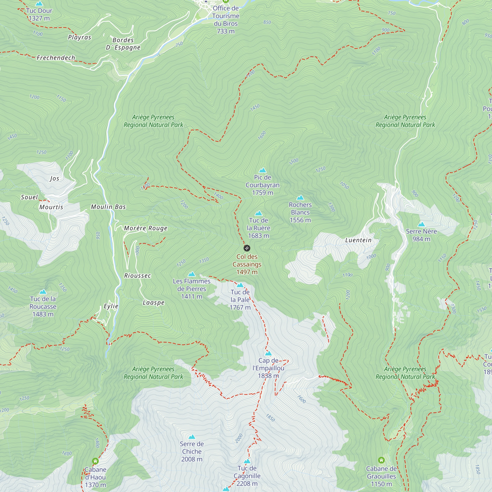 Cabane du Col des Cassaings map