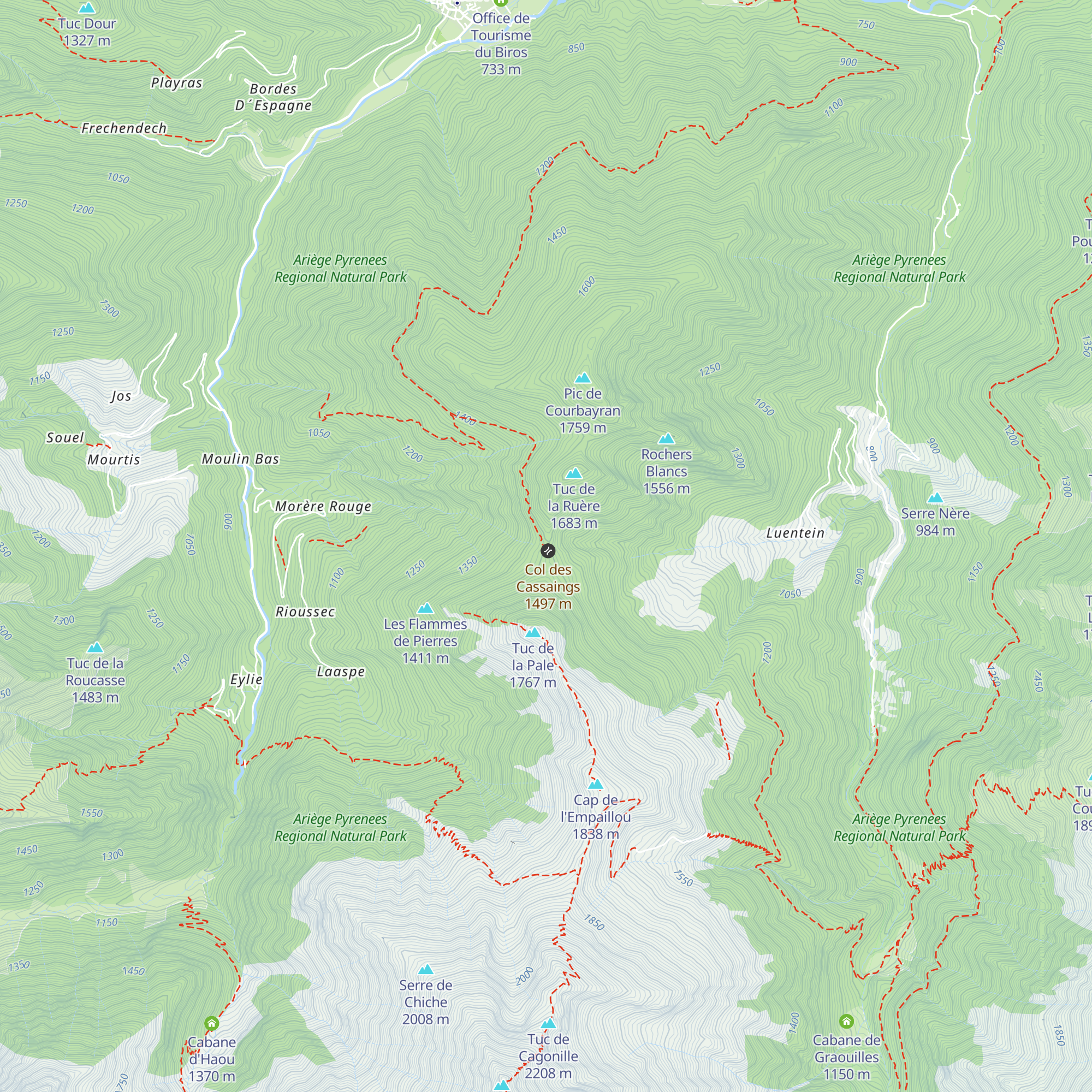 Cabane du Col des Cassaings map