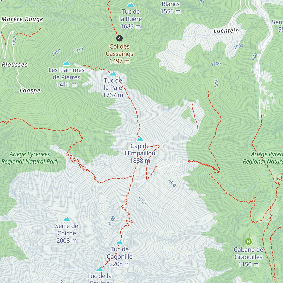 Cabane de Lasplanous map