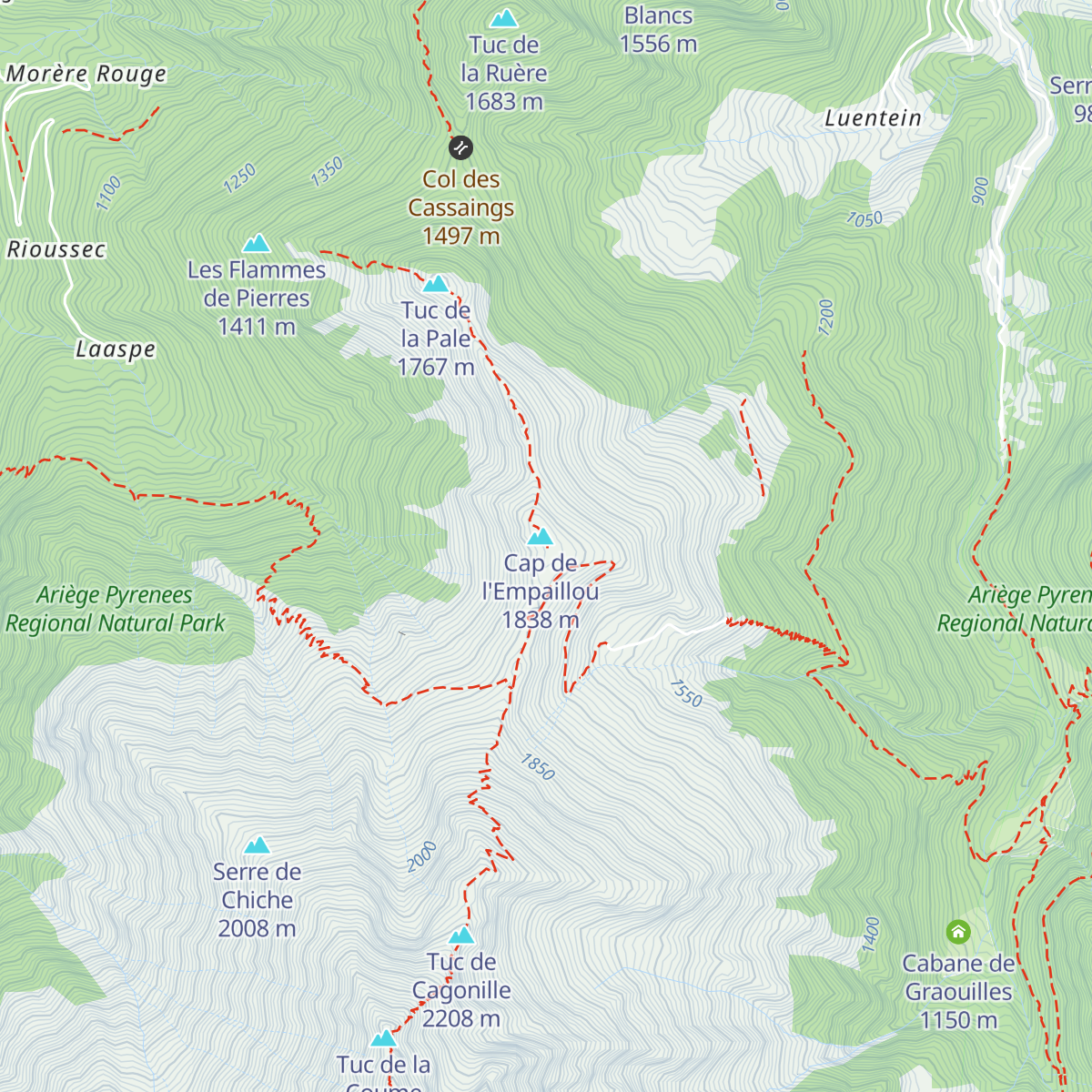 Cabane de Lasplanous map