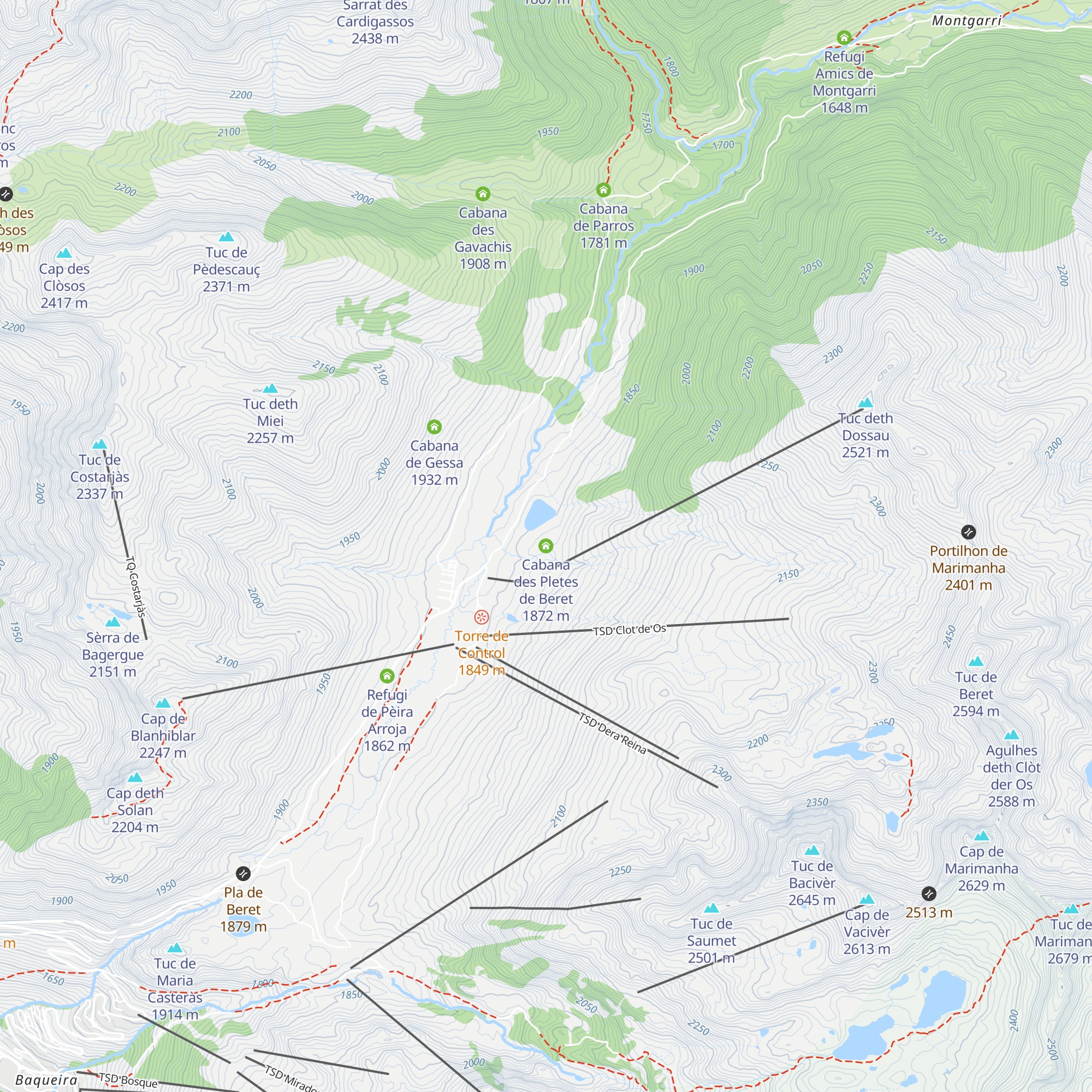 Cabana des Pletes de Beret map