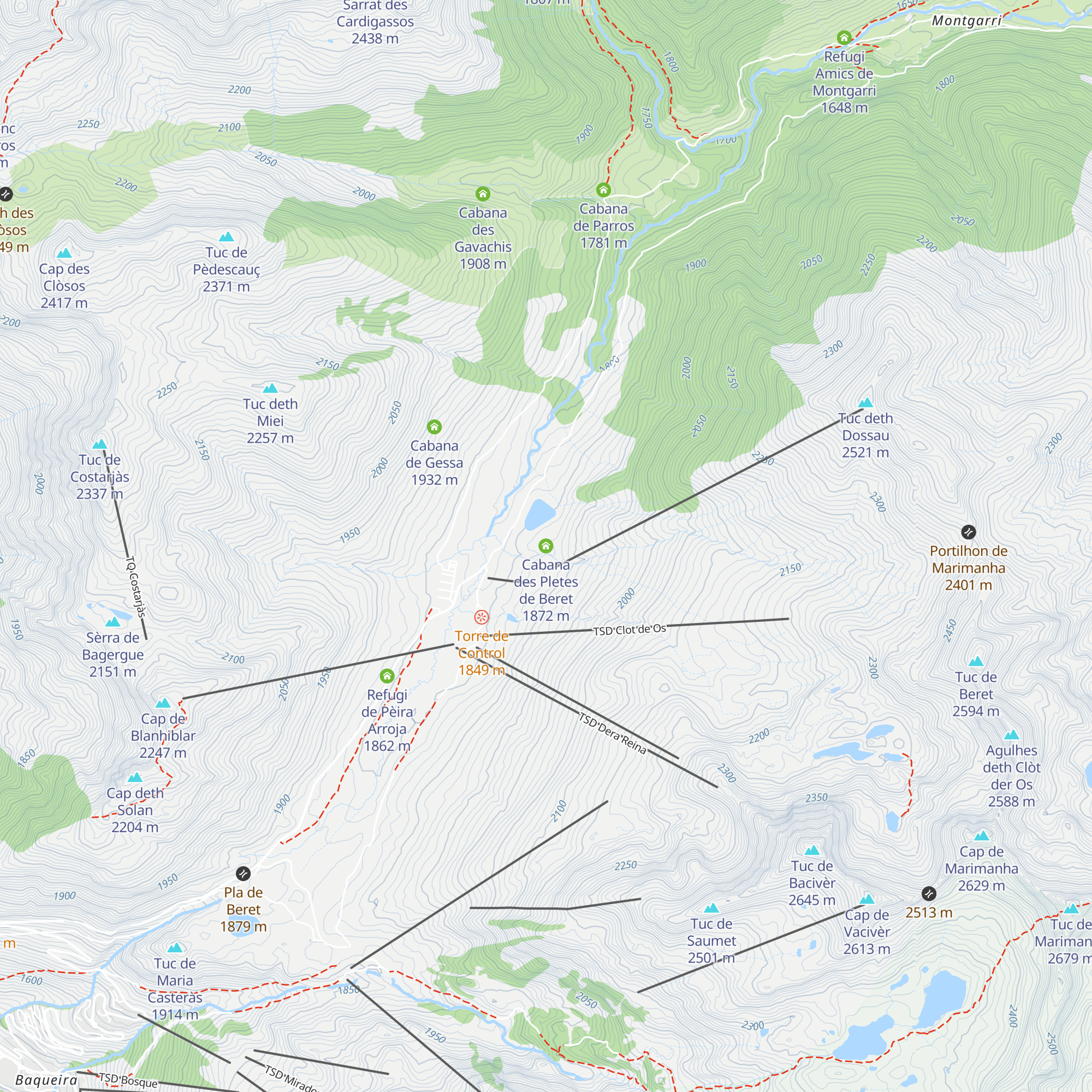 Cabana des Pletes de Beret map