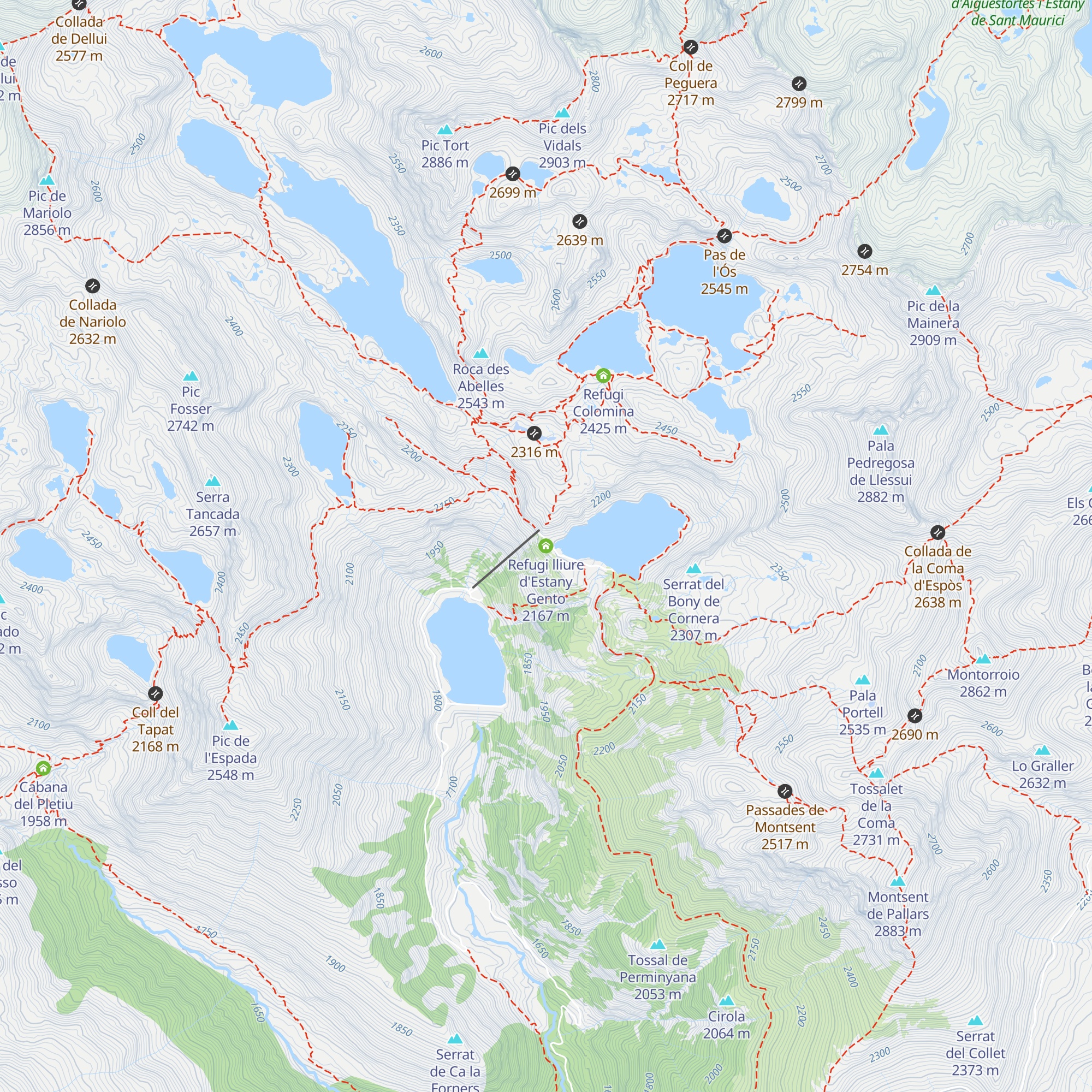 Refugi lliure d'Estany Gento map