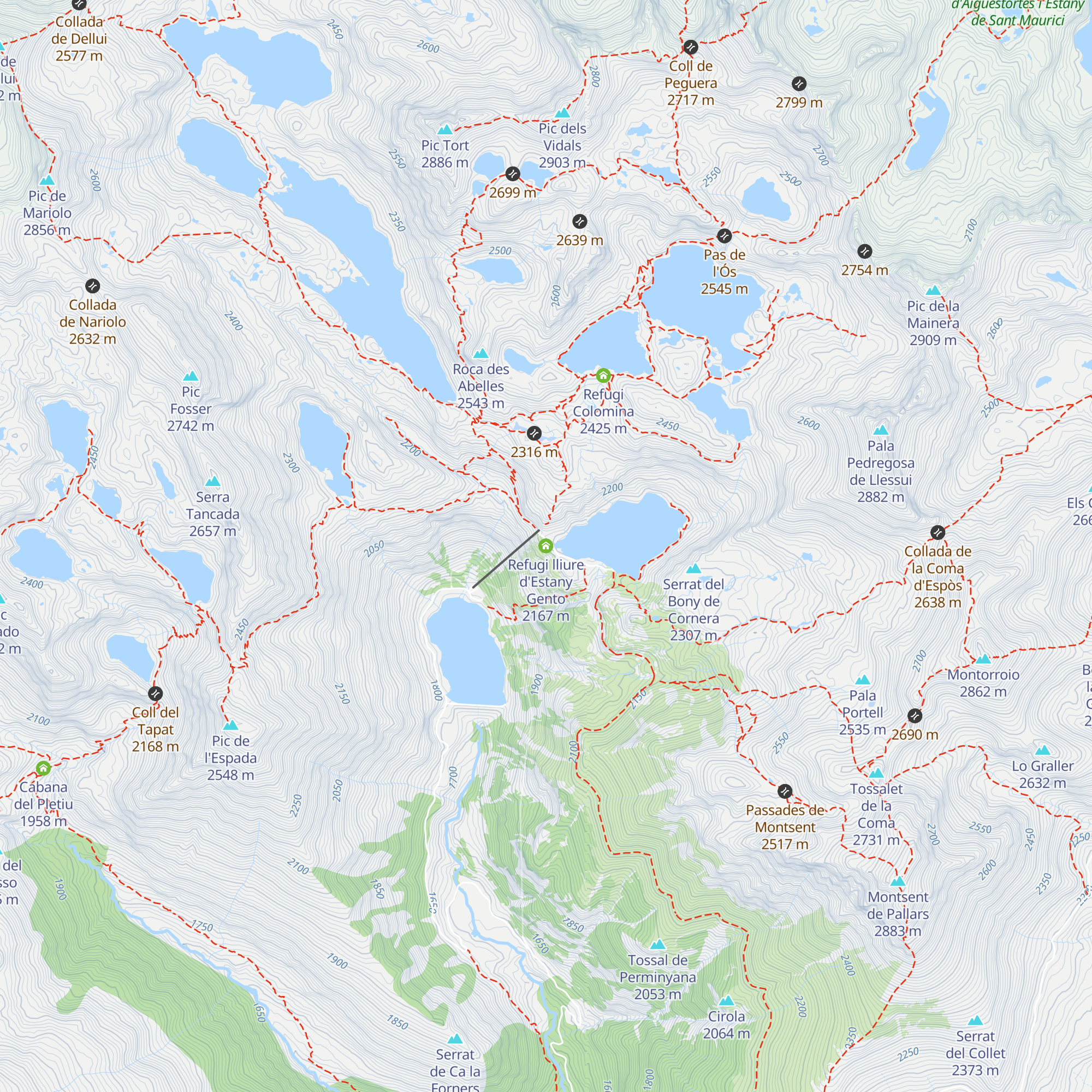 Refugi lliure d'Estany Gento map