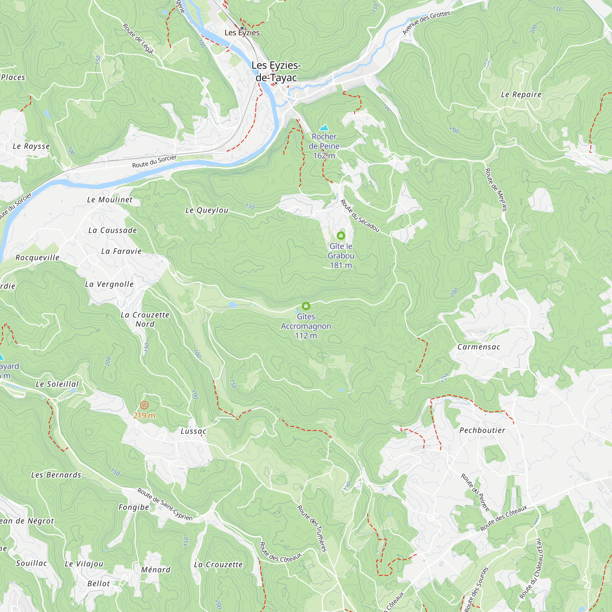 Gîtes Accromagnon map