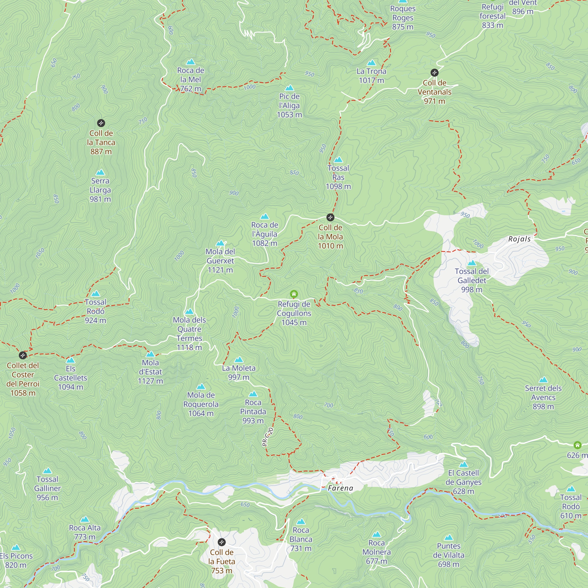 Refugi de Cogullons map