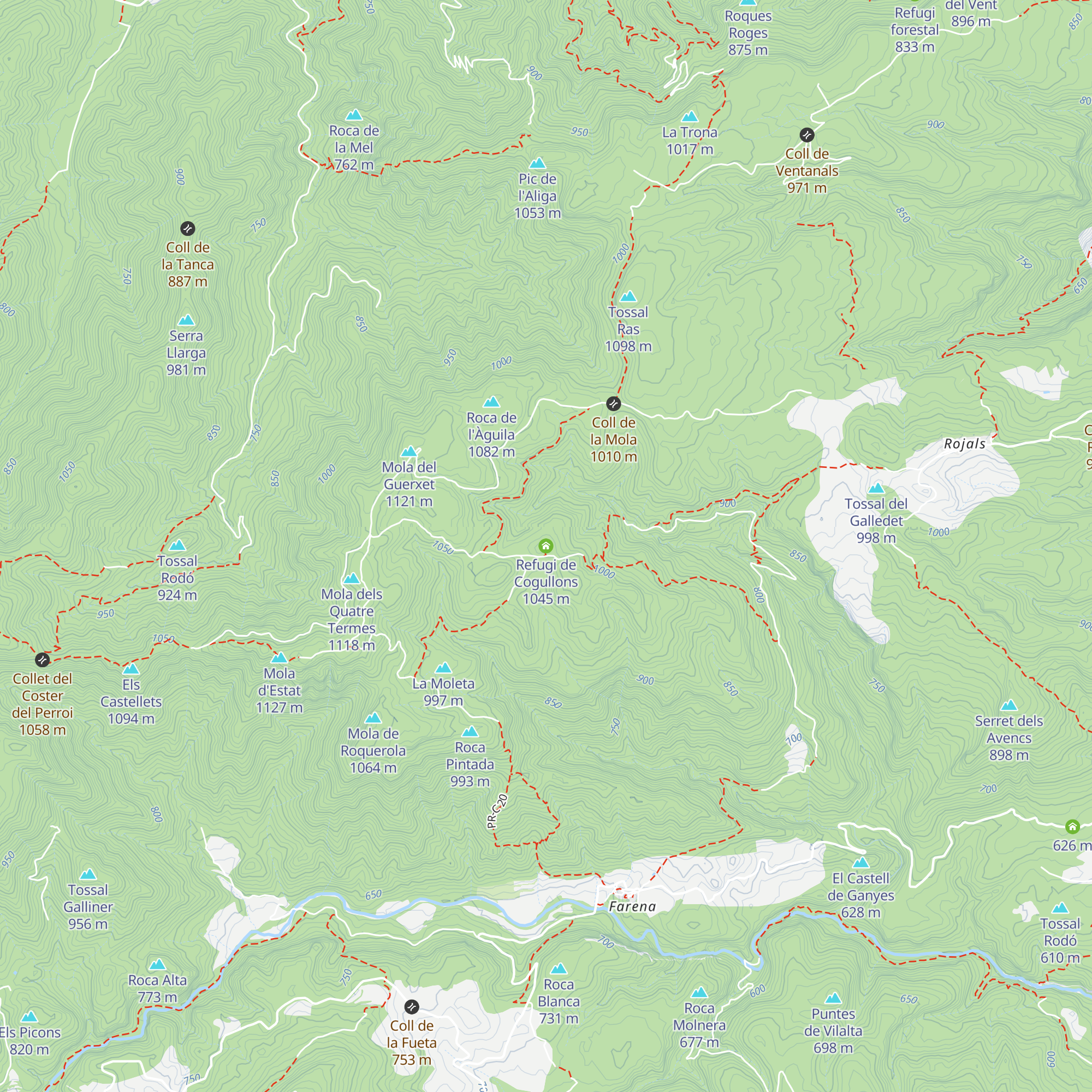 Refugi de Cogullons map
