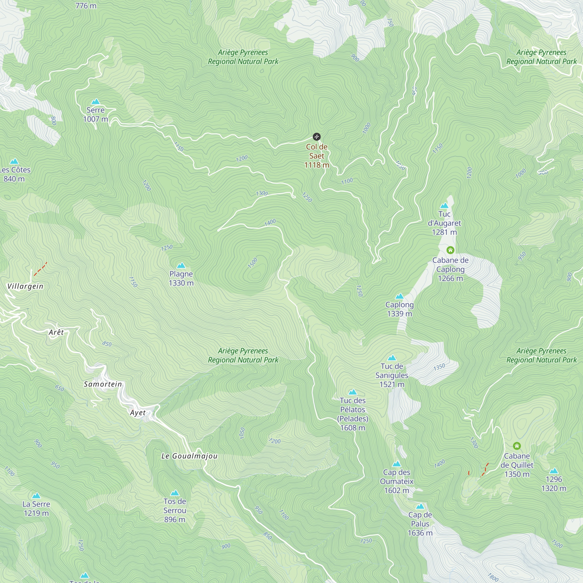 Cabanes du col de l'Arrech de Bethmale - Castillonais map