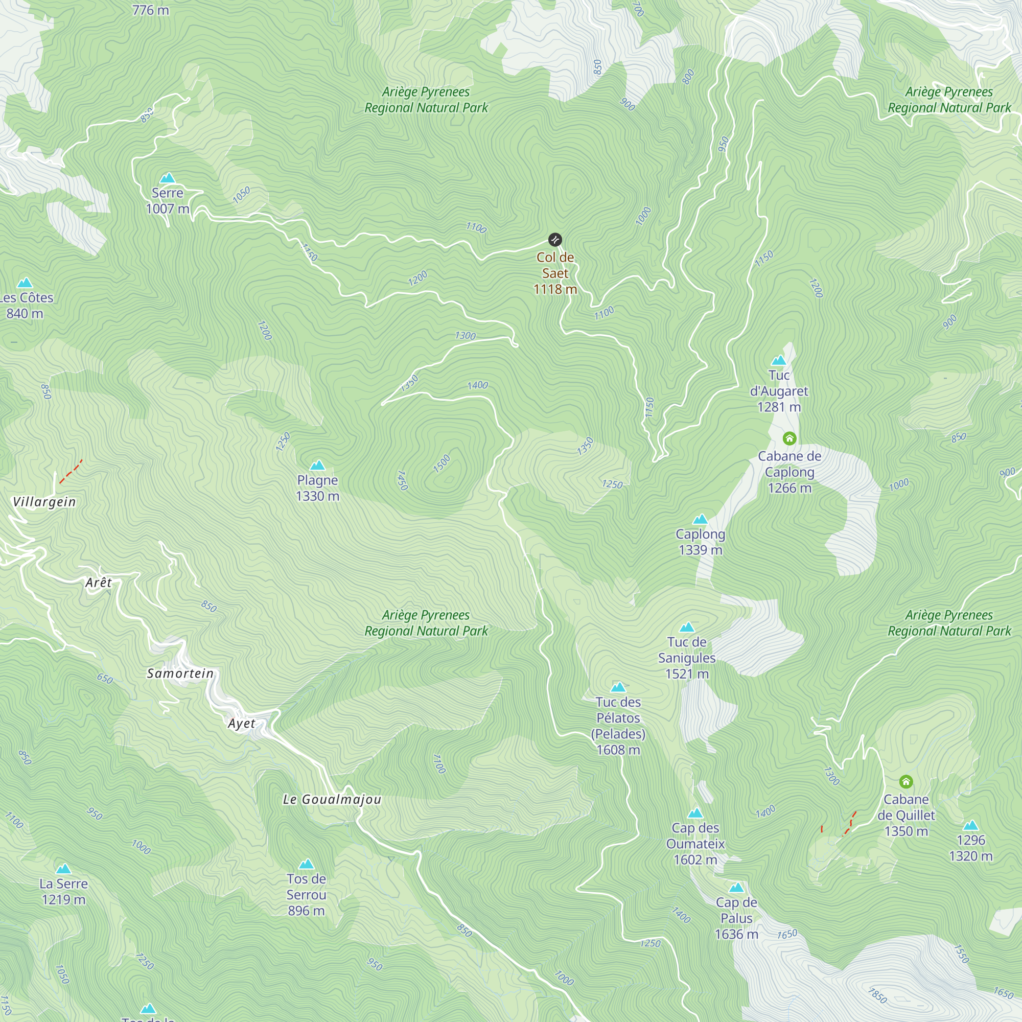 Cabanes du col de l'Arrech de Bethmale - Castillonais map