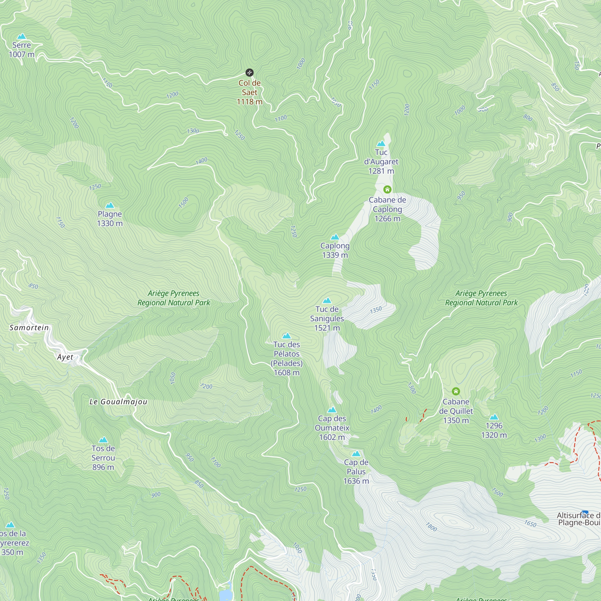 Cabane de Pelates - Castillonais map