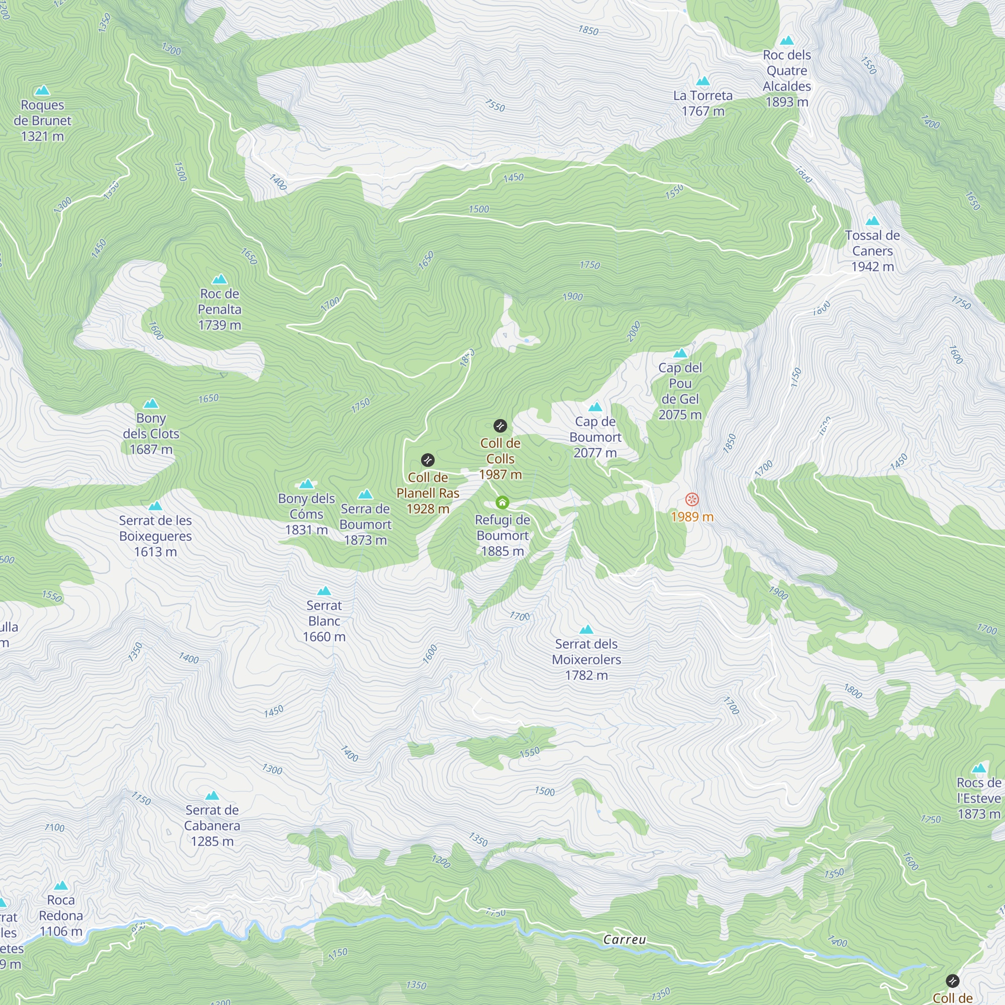 Refugi de Boumort map